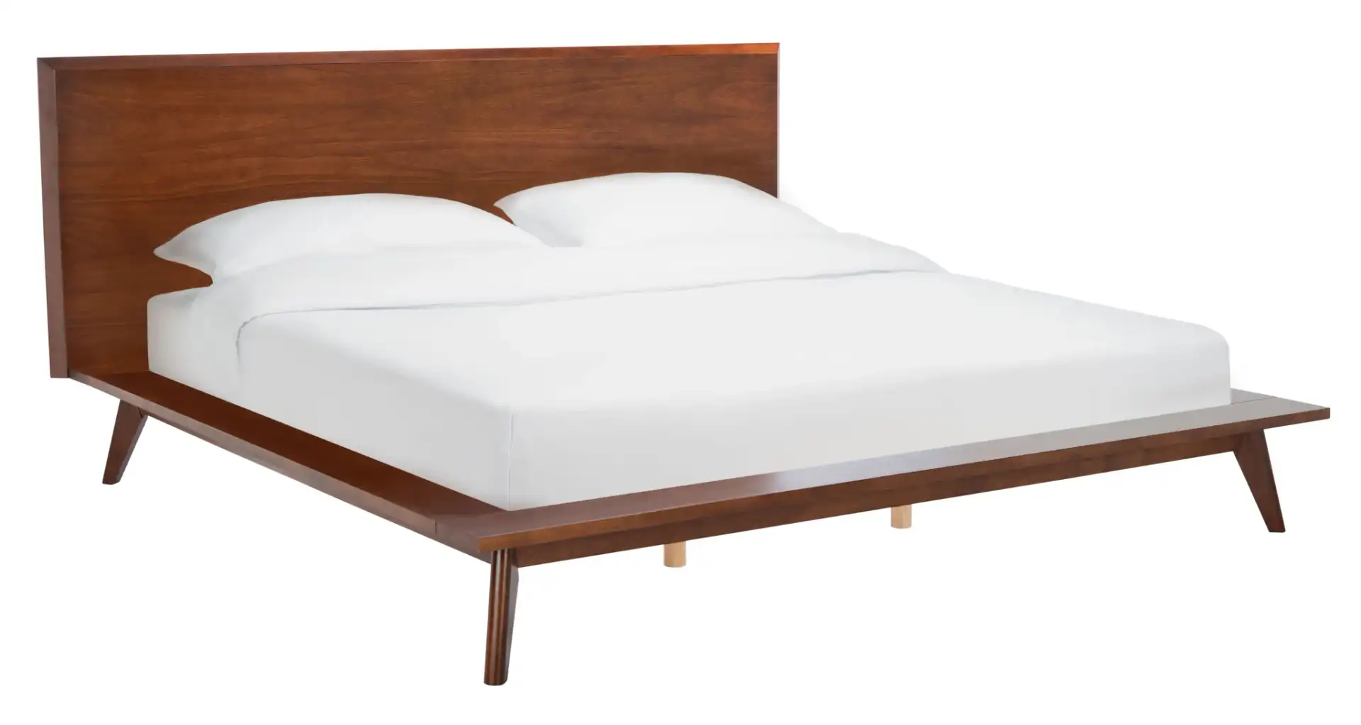 Moxie Mid-Century Bed in Walnut, detail view