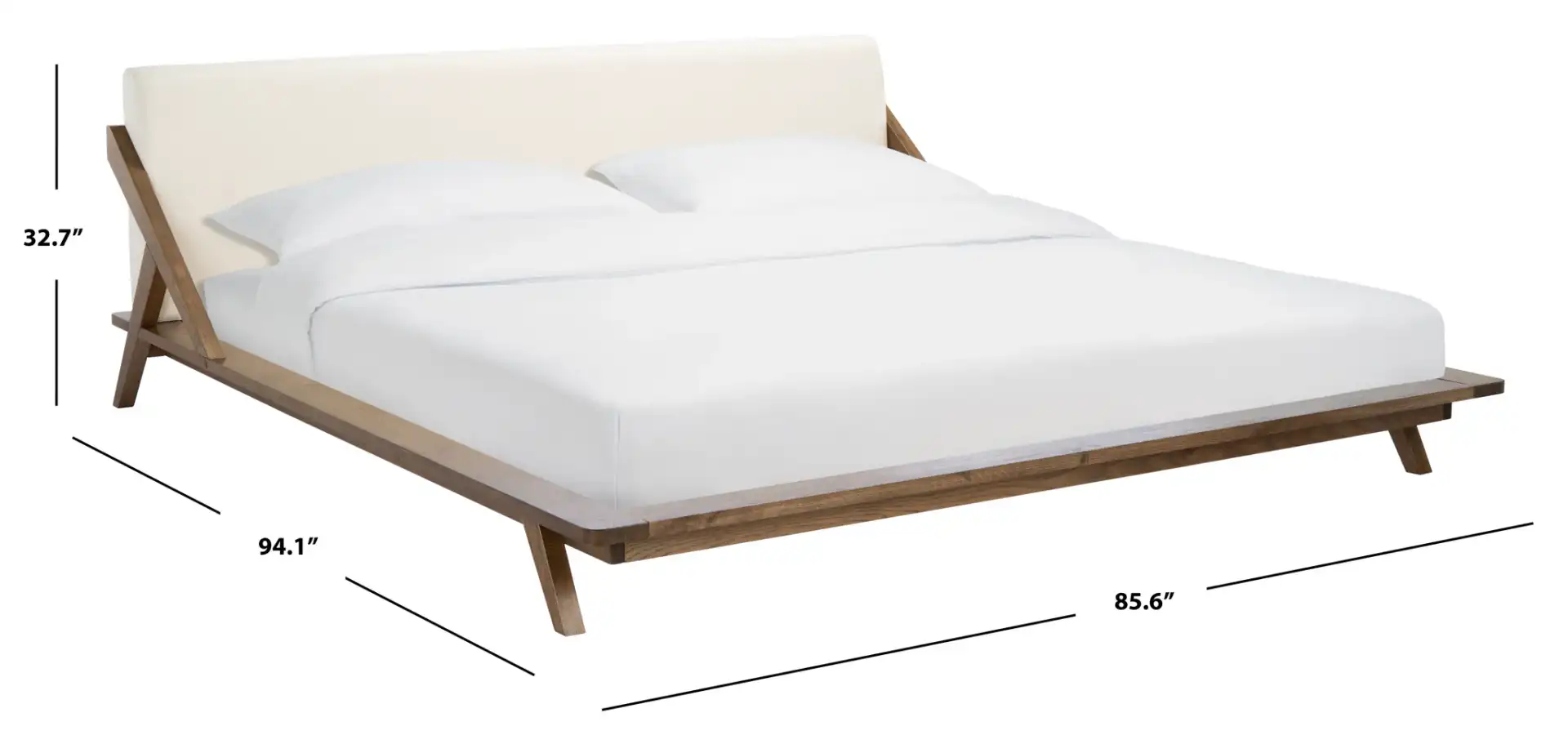 Devyn Wood Platform Bed in Light Gray / Beige, detail view