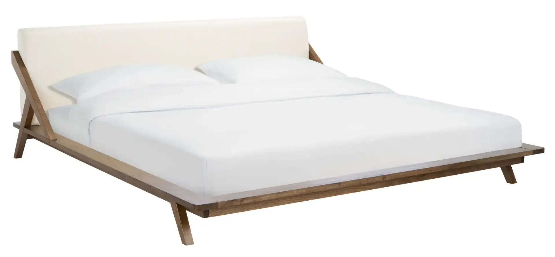 Devyn Wood Platform Bed in Light Gray / Beige, detail view