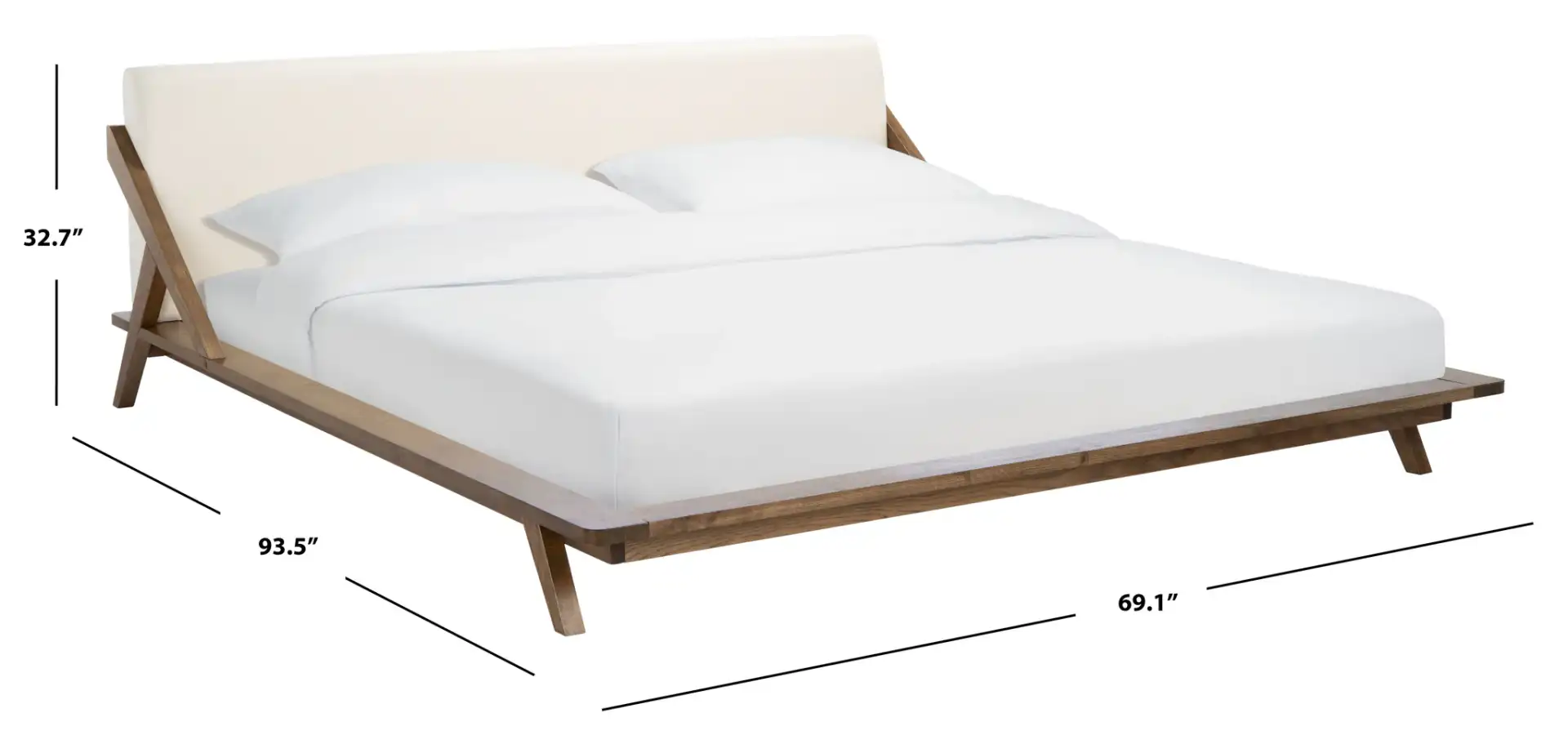 Devyn Wood Platform Bed in Light Gray / Beige, detail view