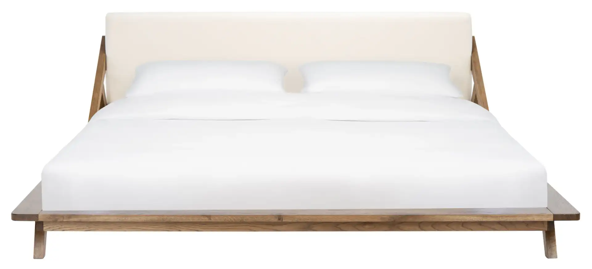 Devyn Wood Platform Bed in Light Gray / Beige, detail view