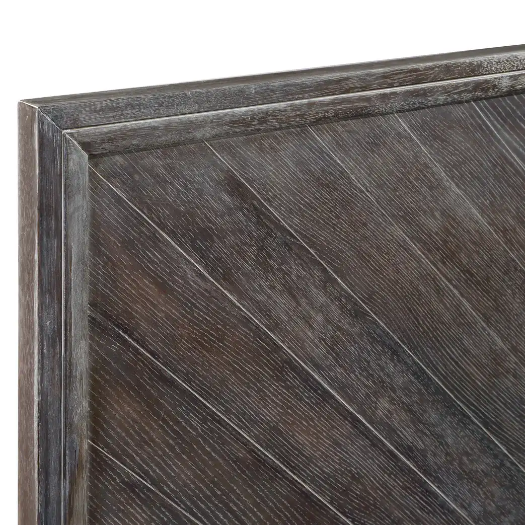 Almira Wood Bed in Grey in a styled room