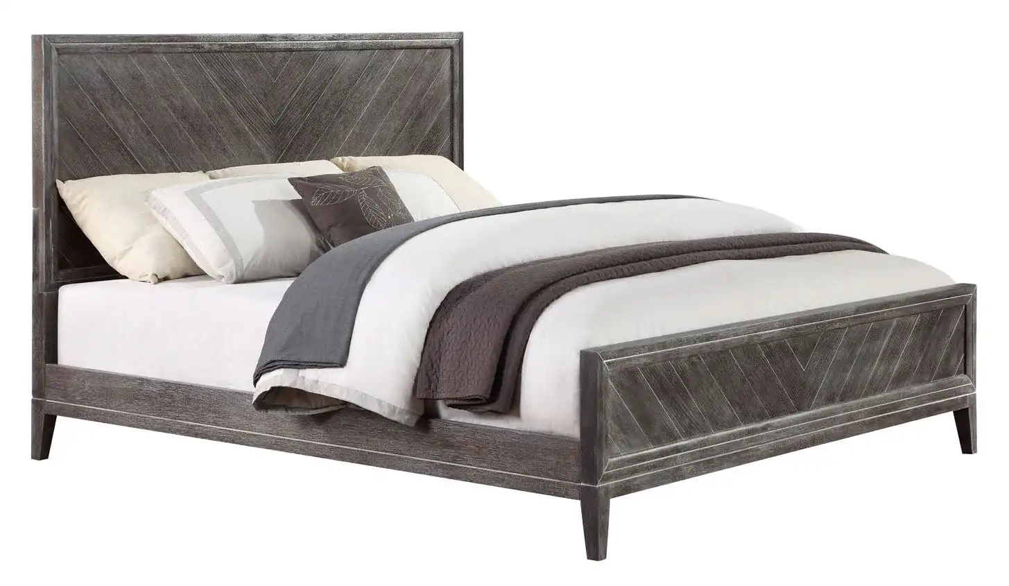 Almira Wood Bed in Grey, detail view