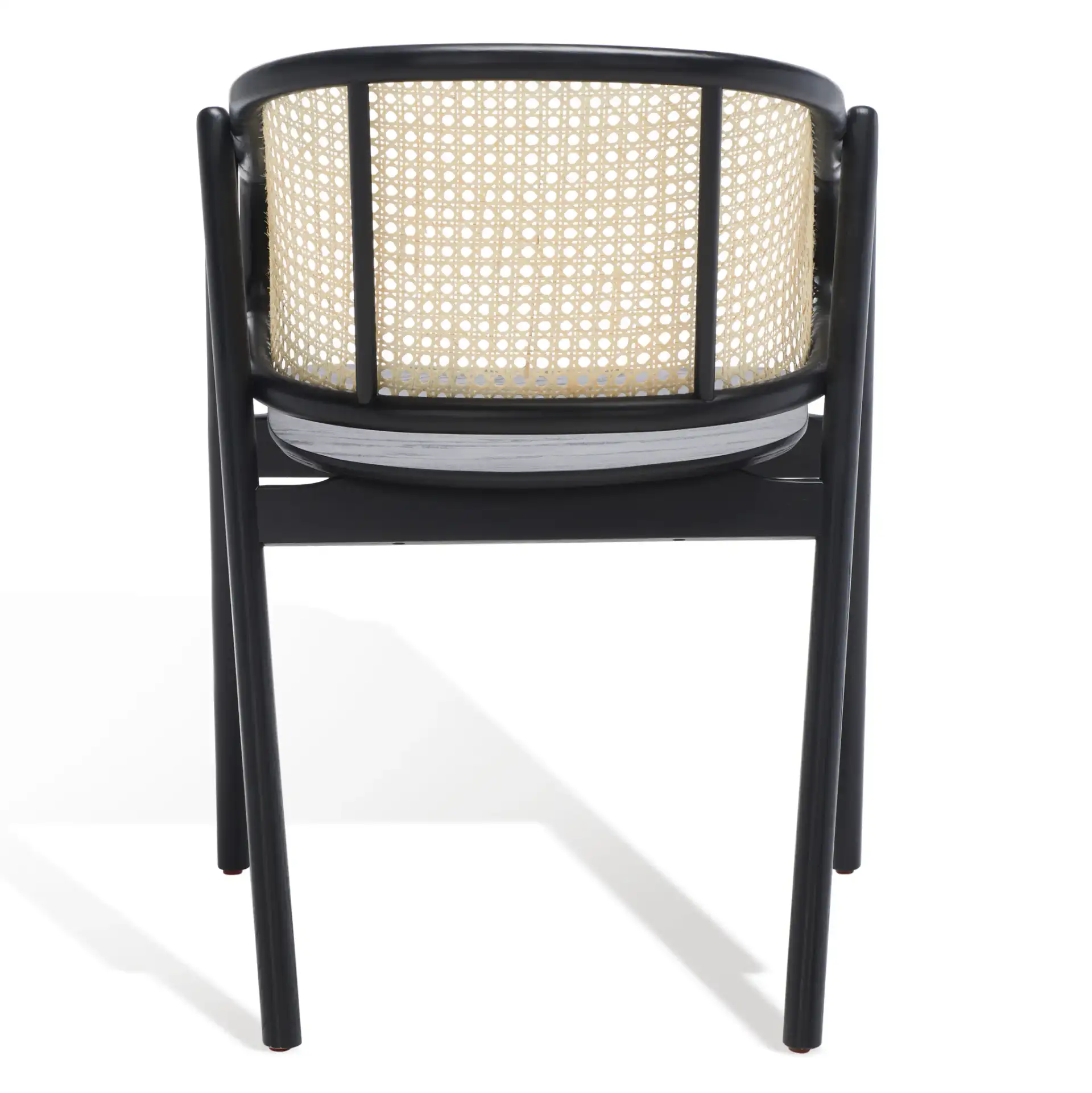 Emmy Rattan Back Dining Chair in Black / Natural, detail view