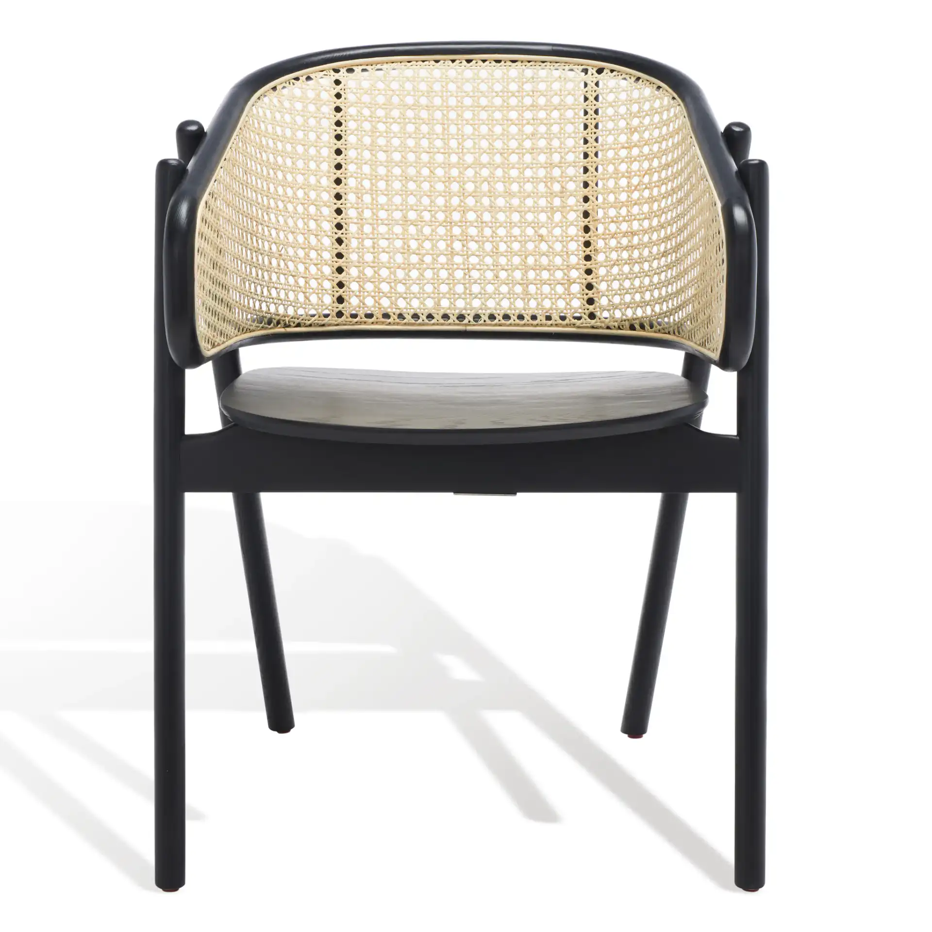 Emmy Rattan Back Dining Chair in Black / Natural, detail view