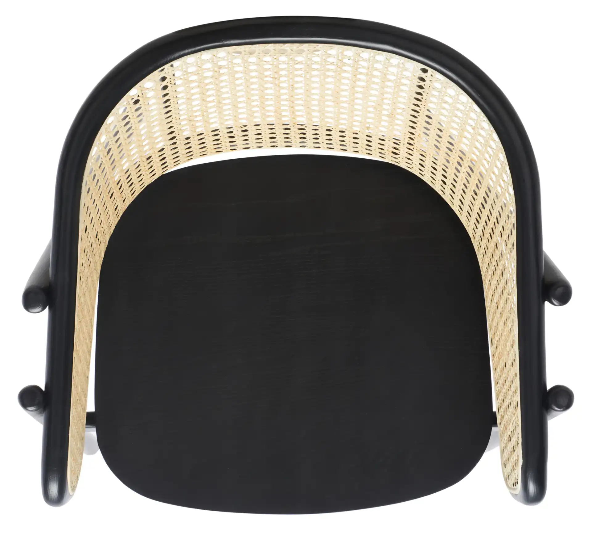Emmy Rattan Back Dining Chair in Black / Natural, detail view