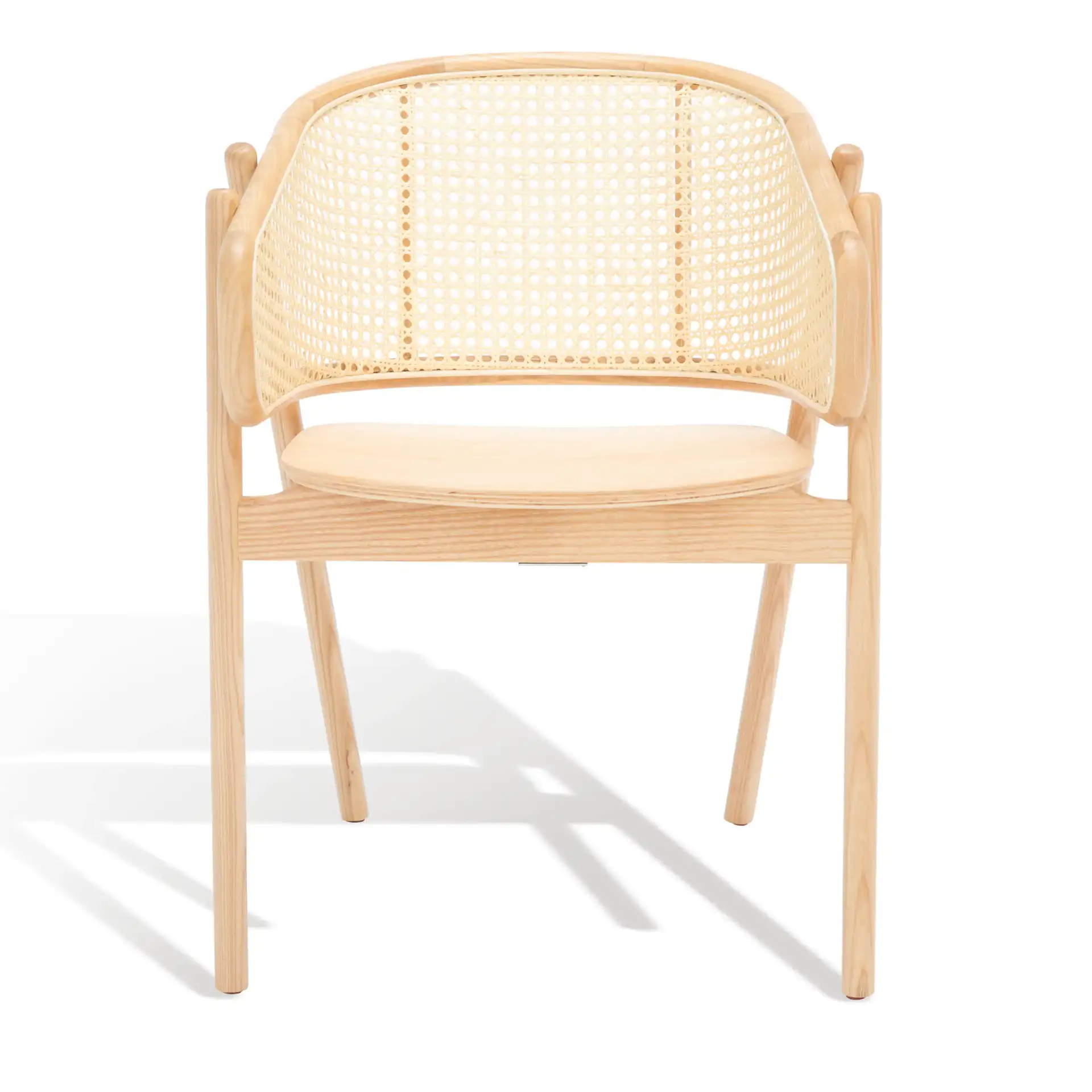 Emmy Rattan Back Dining Chair in Black / Natural, detail view
