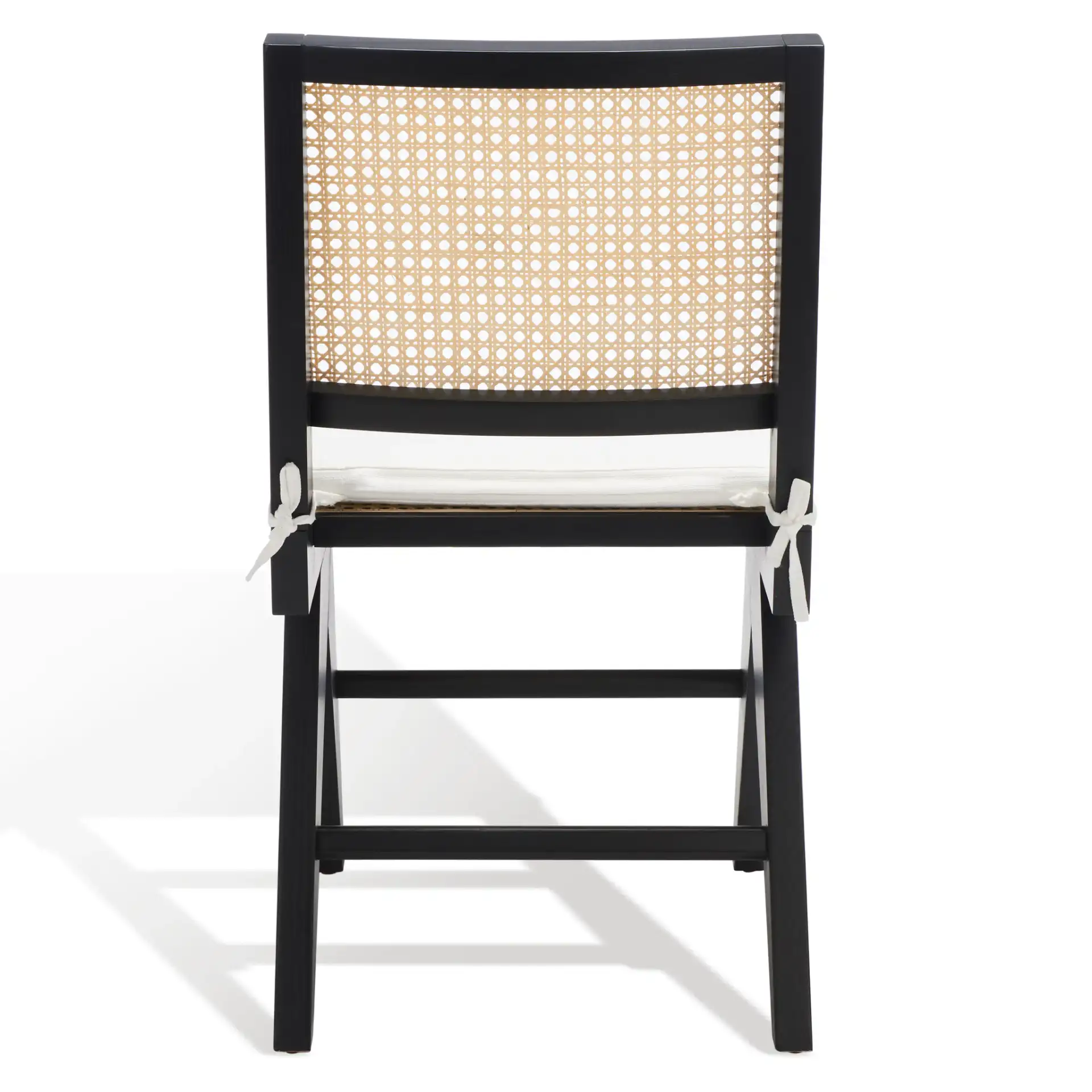 Colette Rattan Dining Chair (Set of 2) in Black / Natural, detail view