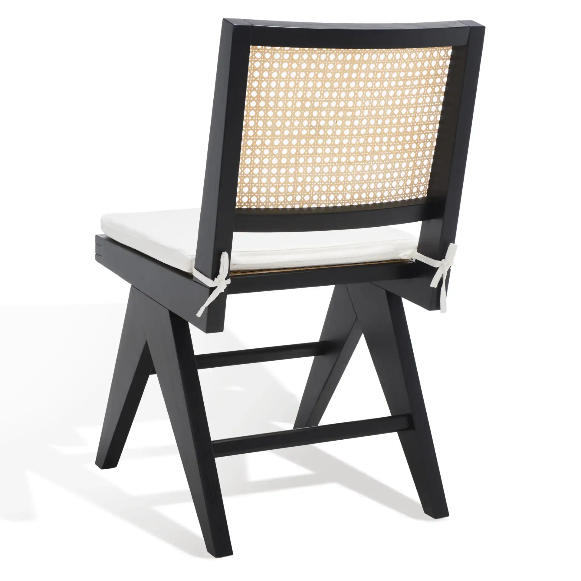 Colette Rattan Dining Chair (Set of 2) in Black / Natural, detail view