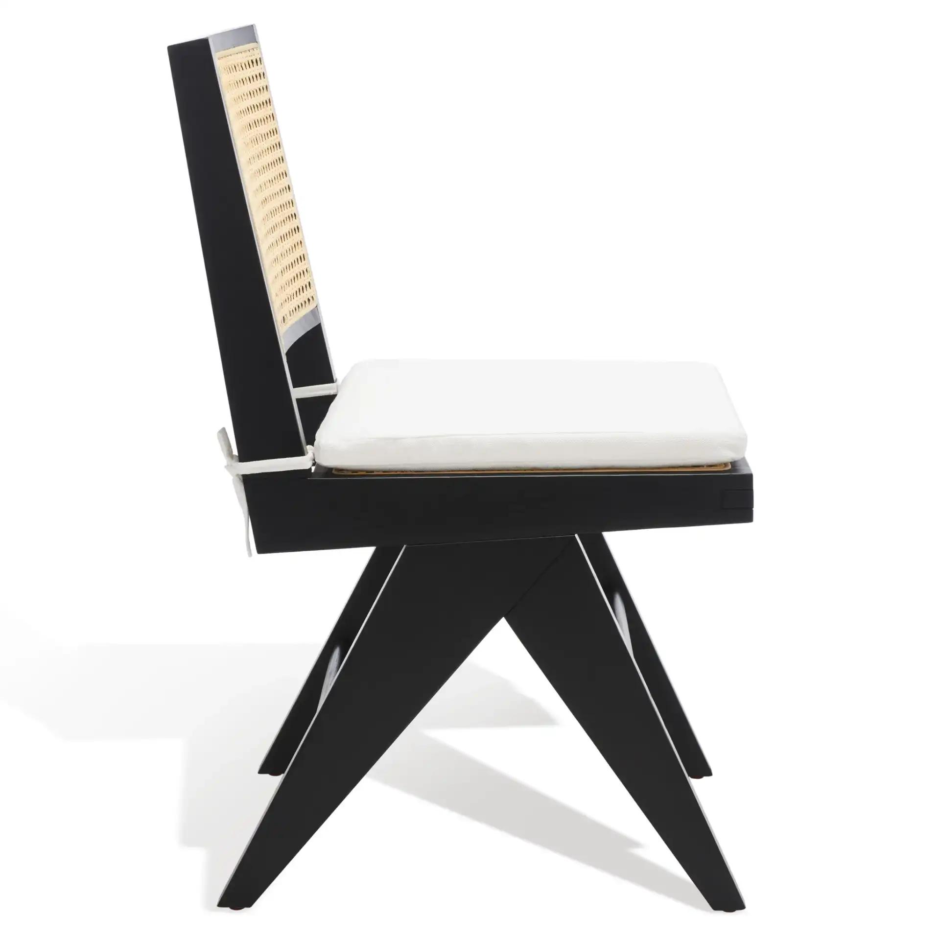 Colette Rattan Dining Chair (Set of 2) in Black / Natural, detail view