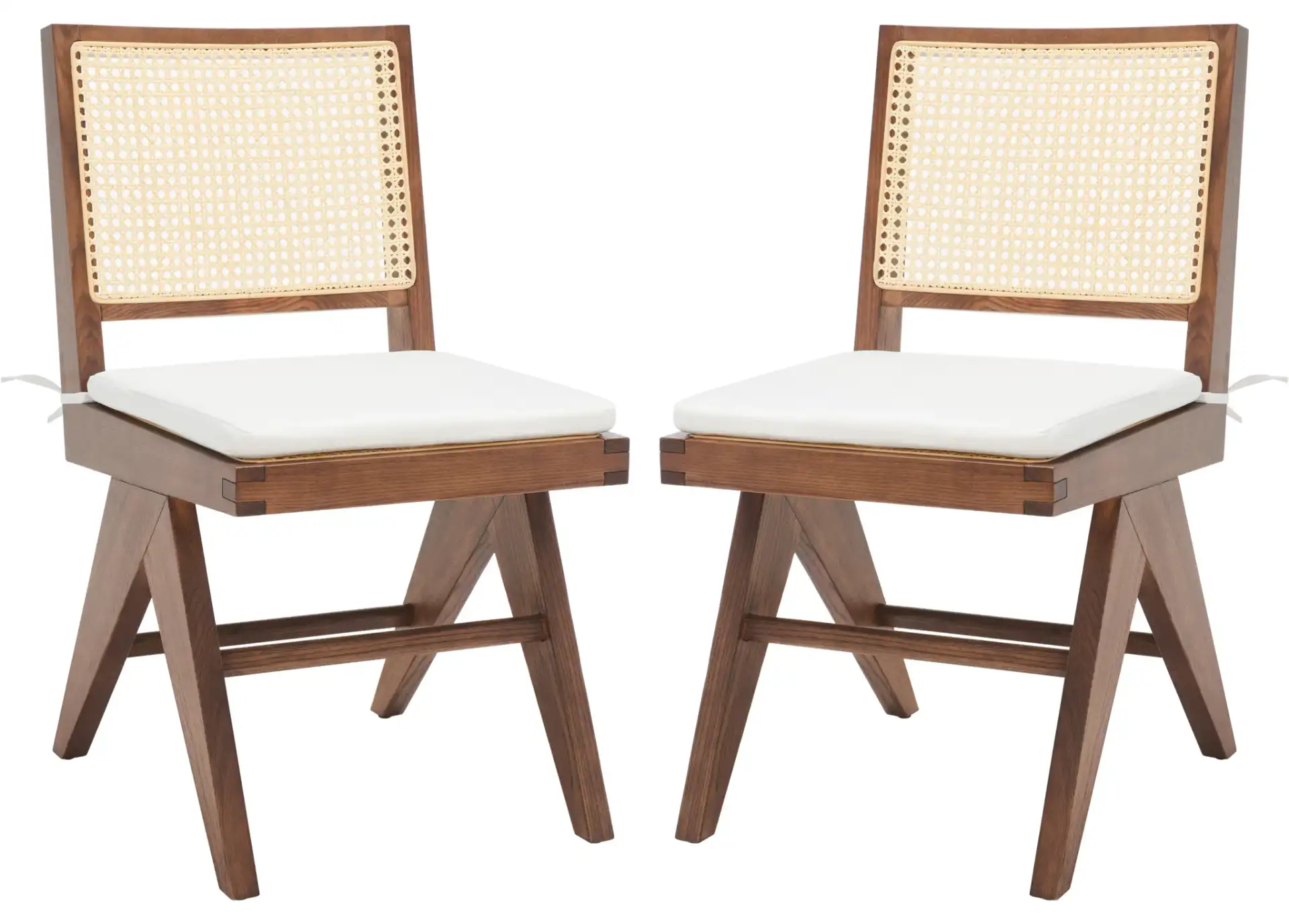 Colette Rattan Dining Chair (Set of 2) in Black / Natural, detail view