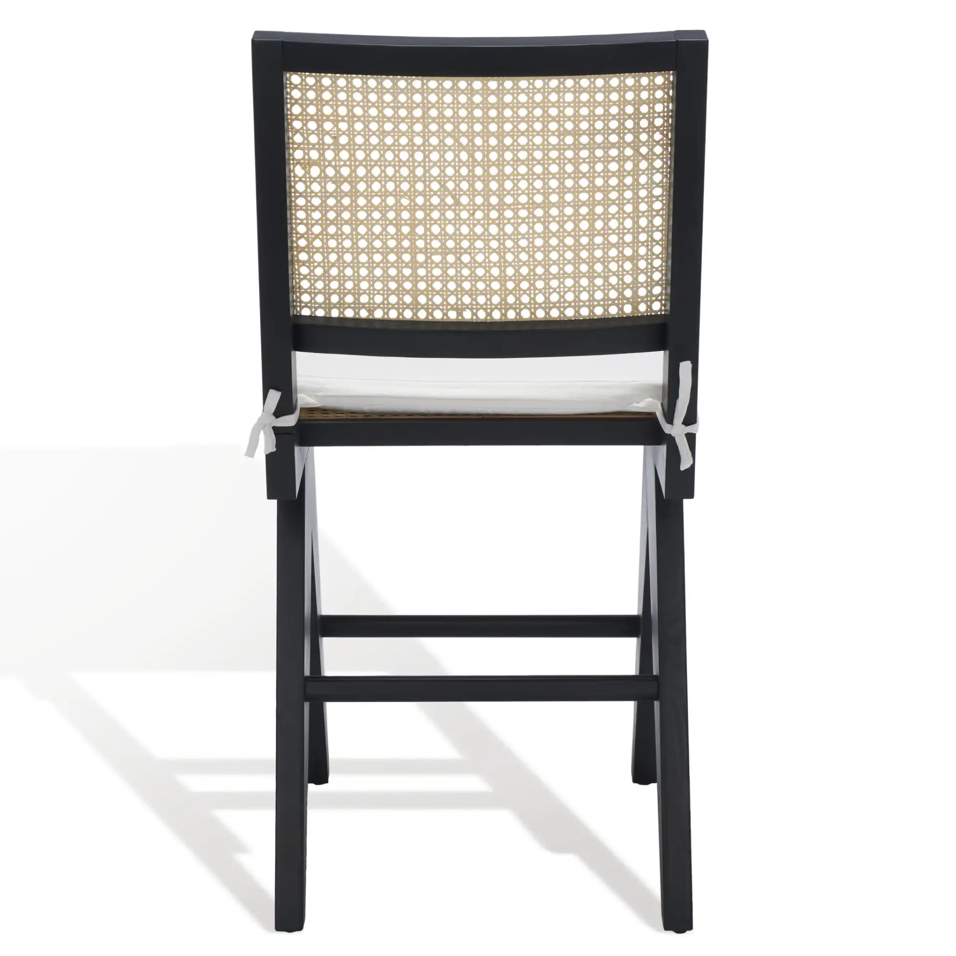 Colette Rattan Counter Stool in Black / Natural, detail view