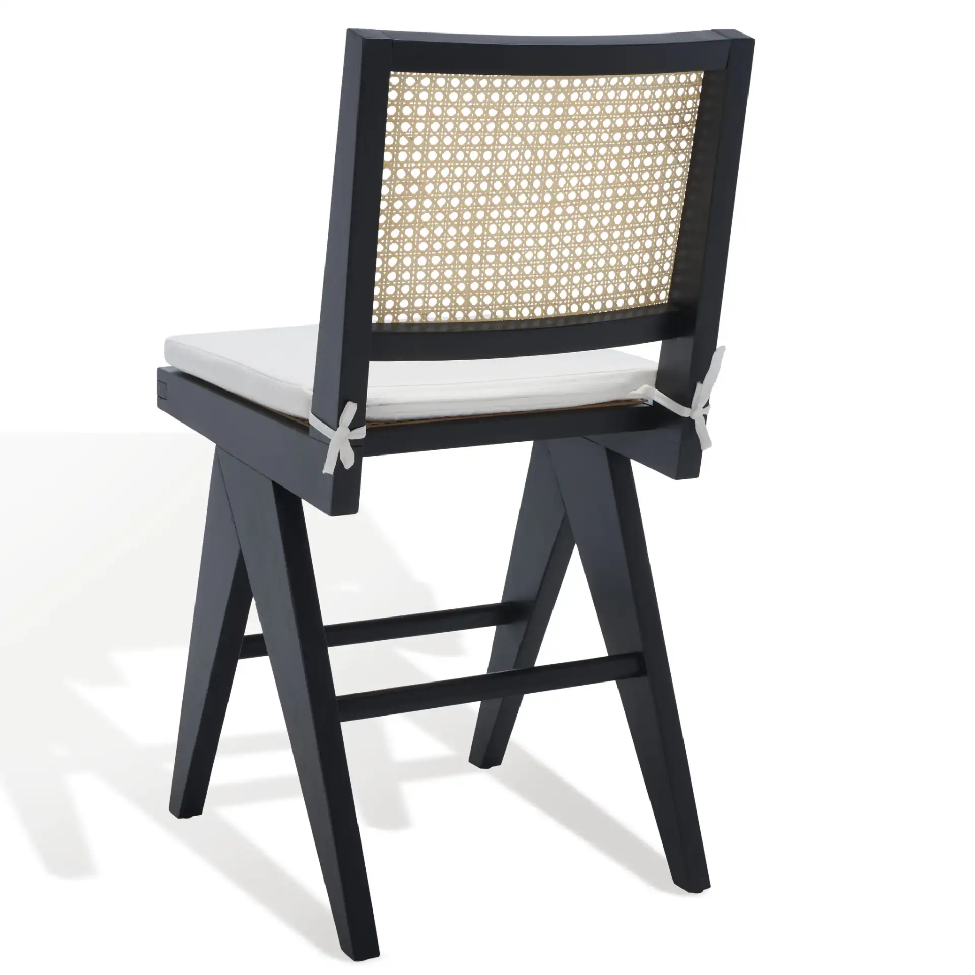 Colette Rattan Counter Stool in Black / Natural, detail view