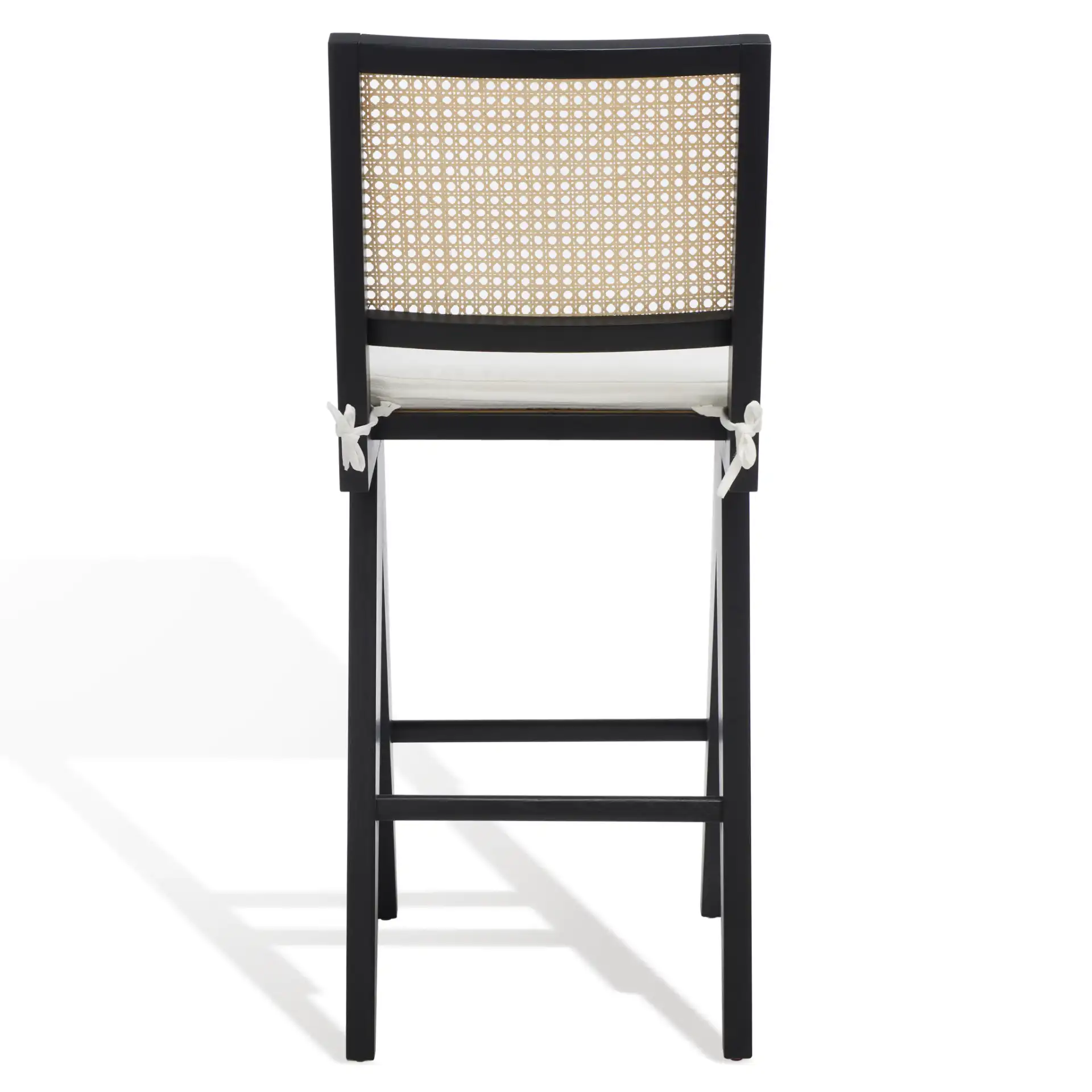 Colette Rattan Barstool in Black / Natural, detail view