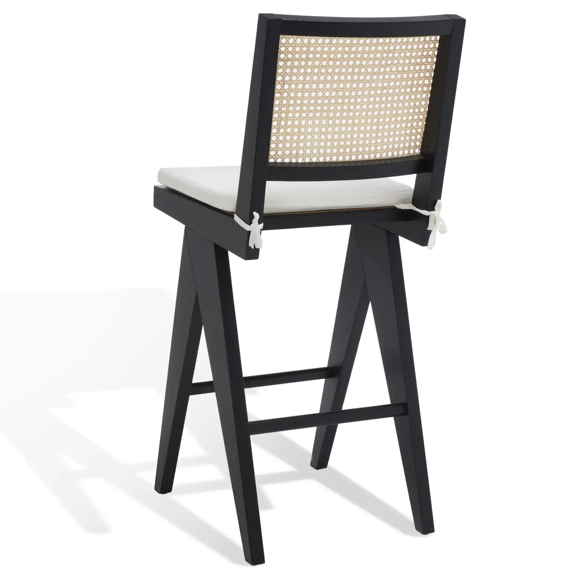 Colette Rattan Barstool in Black / Natural, detail view