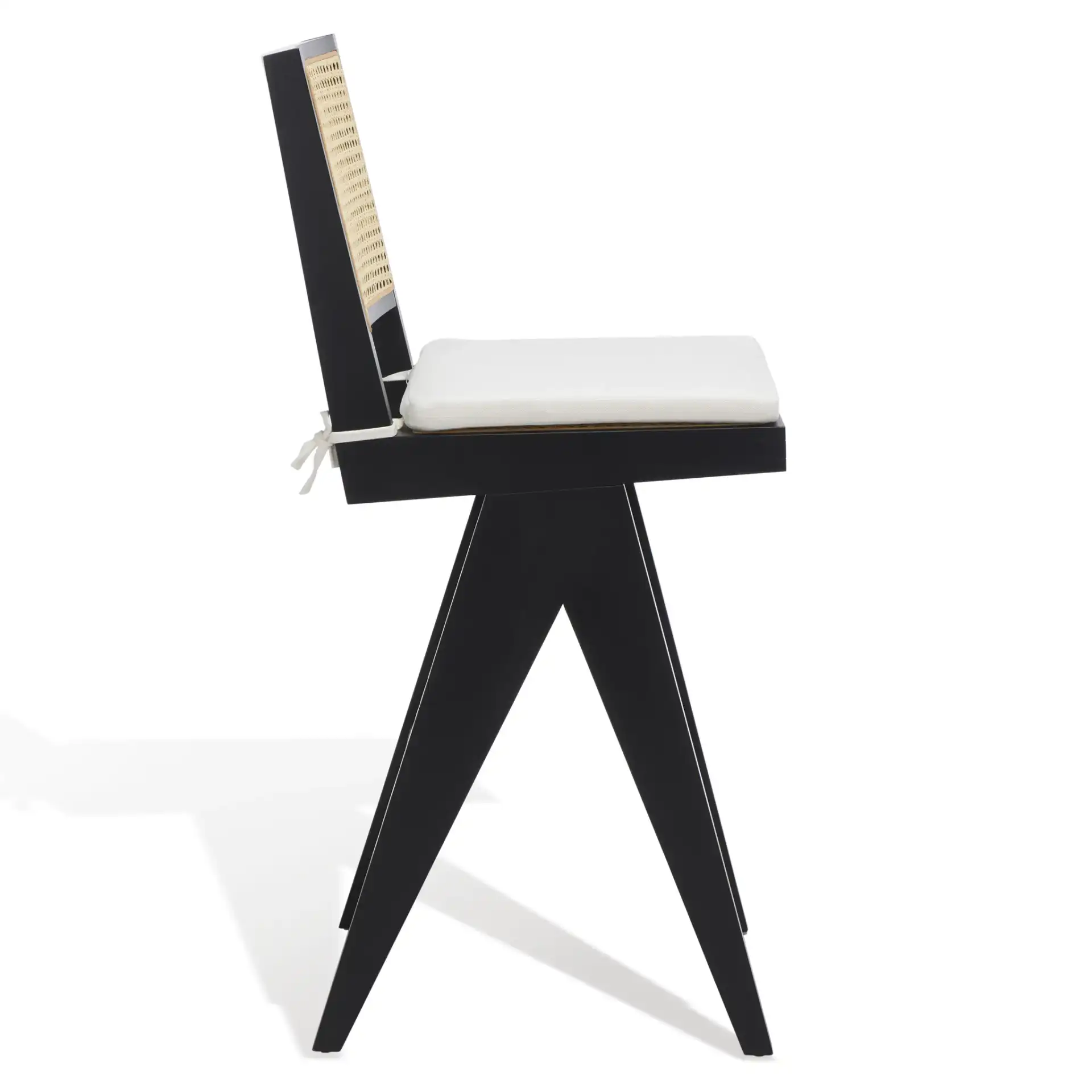 Colette Rattan Barstool in Black / Natural, detail view