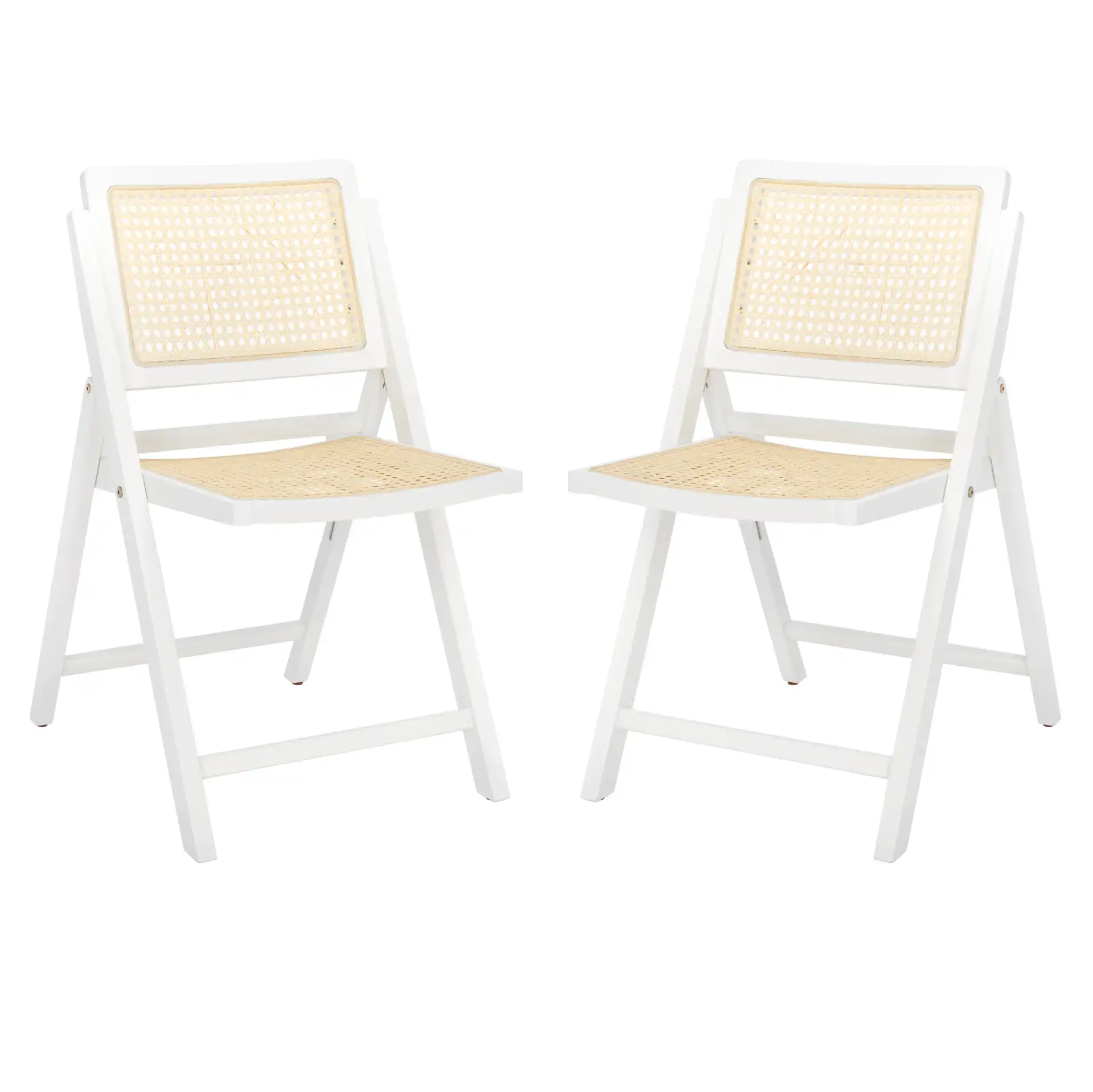 Desiree Cane Folding Dining Chair (Set of 2) in Black / Natural