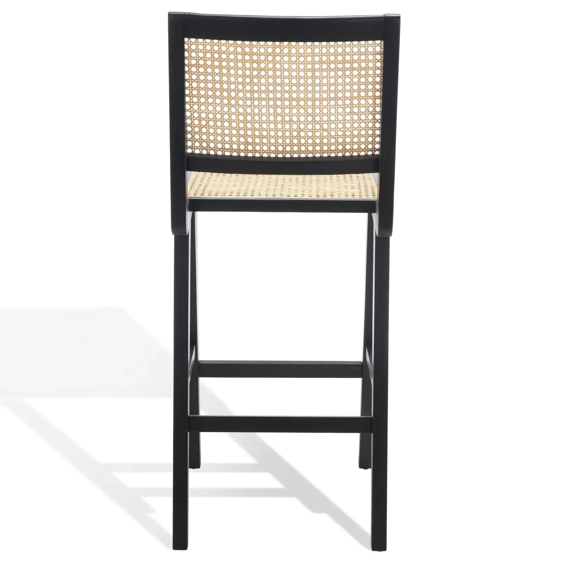 Hattie French Cane Barstool in Black / Natural, detail view