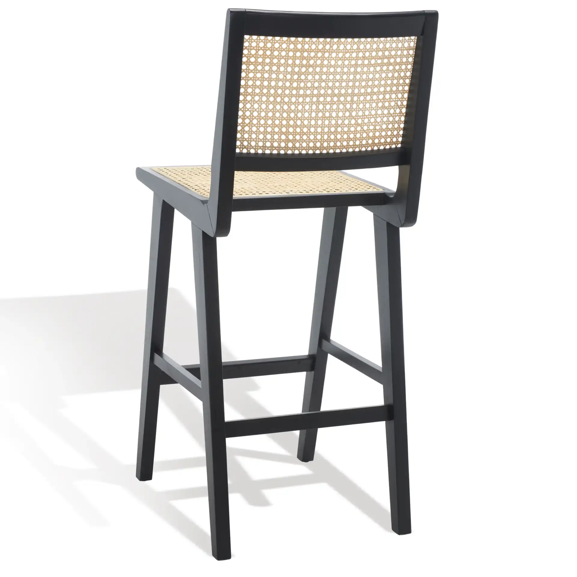 Hattie French Cane Barstool in Black / Natural, detail view