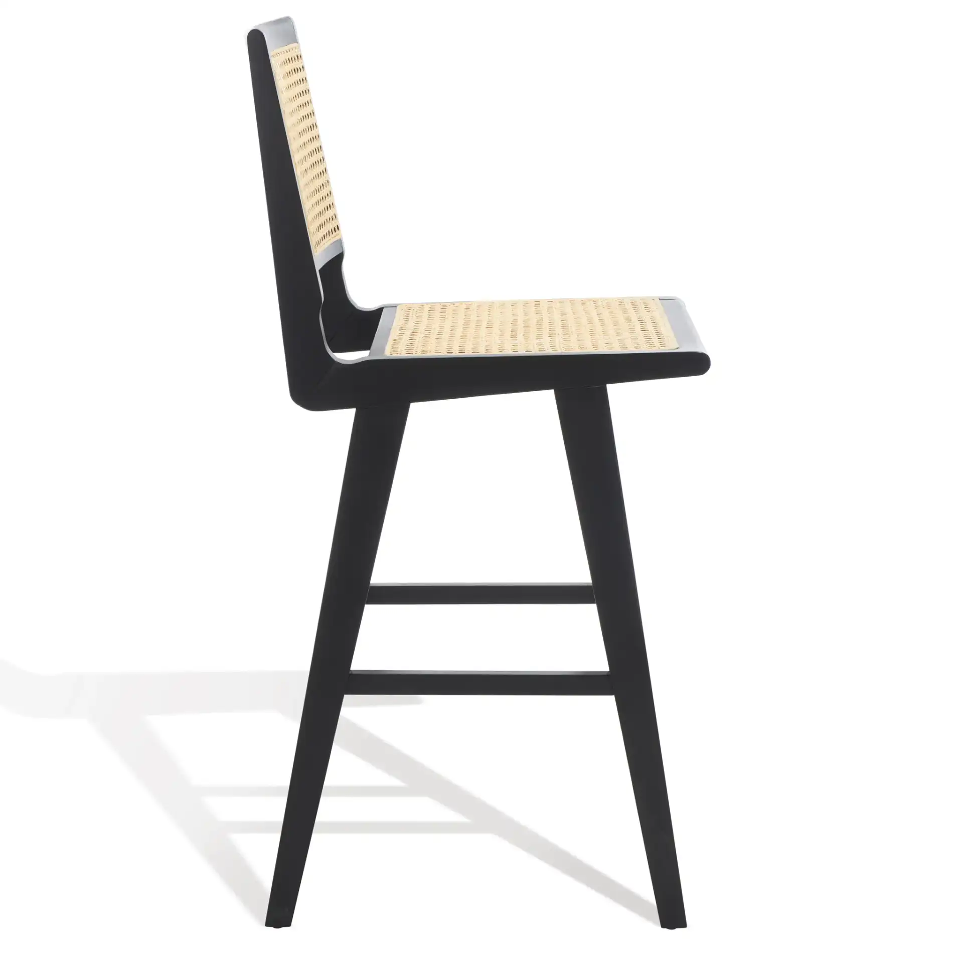 Hattie French Cane Barstool in Black / Natural, detail view