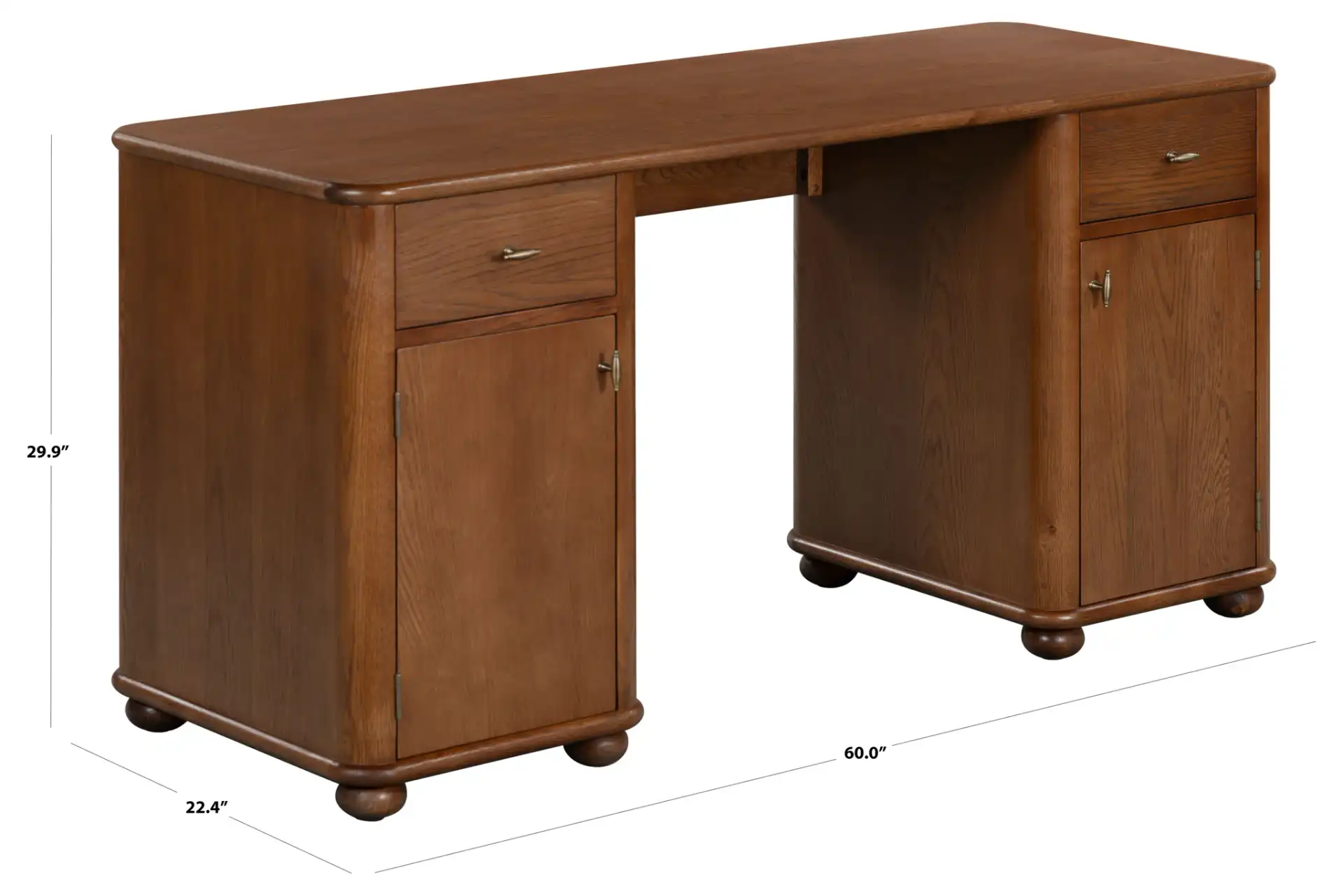 Lorella Wood 60" Desk in Walnut, detail view