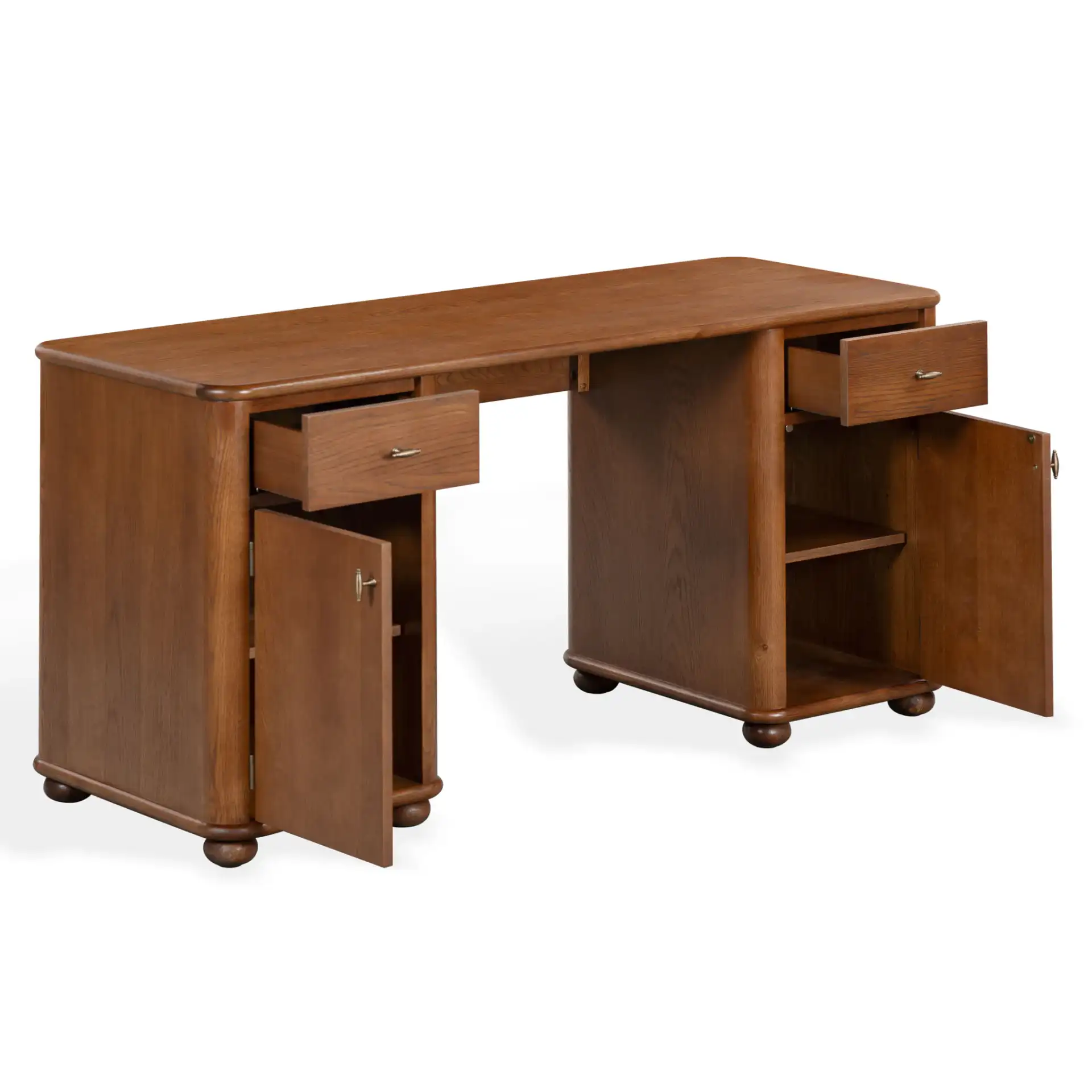 Lorella Wood 60" Desk in Walnut, detail view