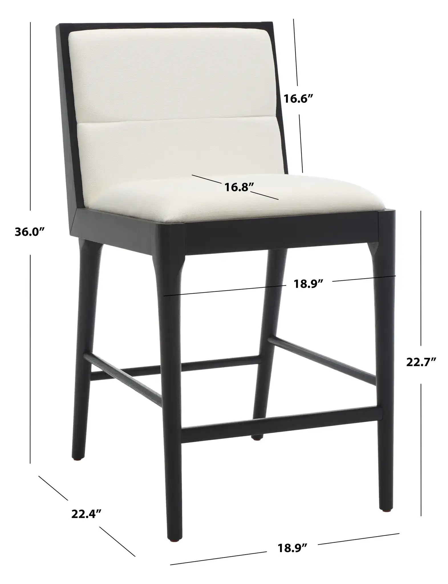 Laycee Linen Counter Stool (Set of 2) in Black / White, detail view
