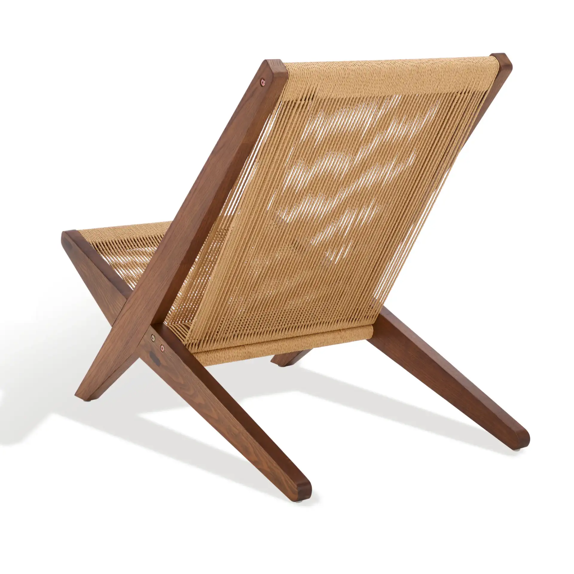 Trisha Folding Rope Accent Chair in Walnut / Natural, detail view