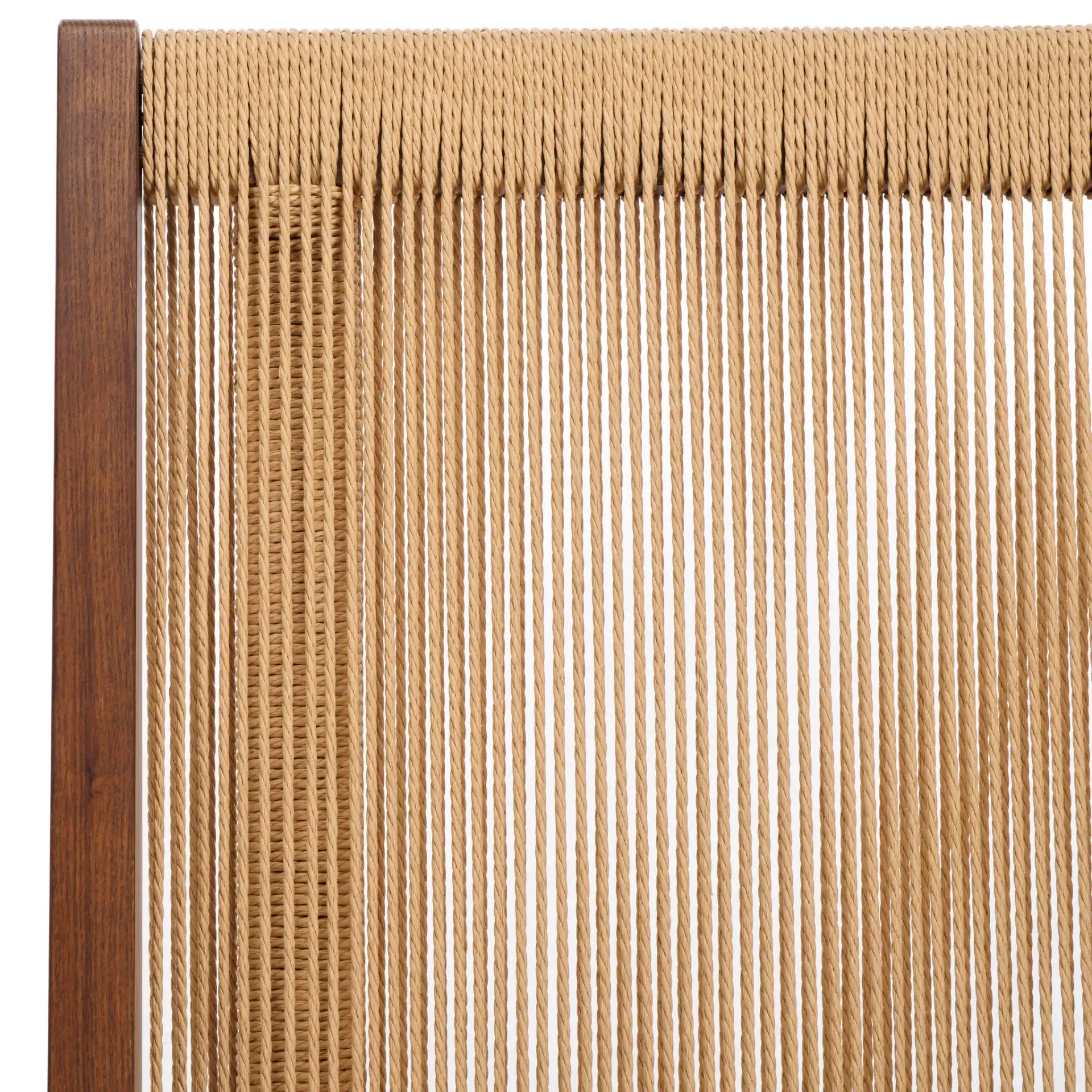 Trisha Folding Rope Accent Chair in Walnut / Natural in a styled room