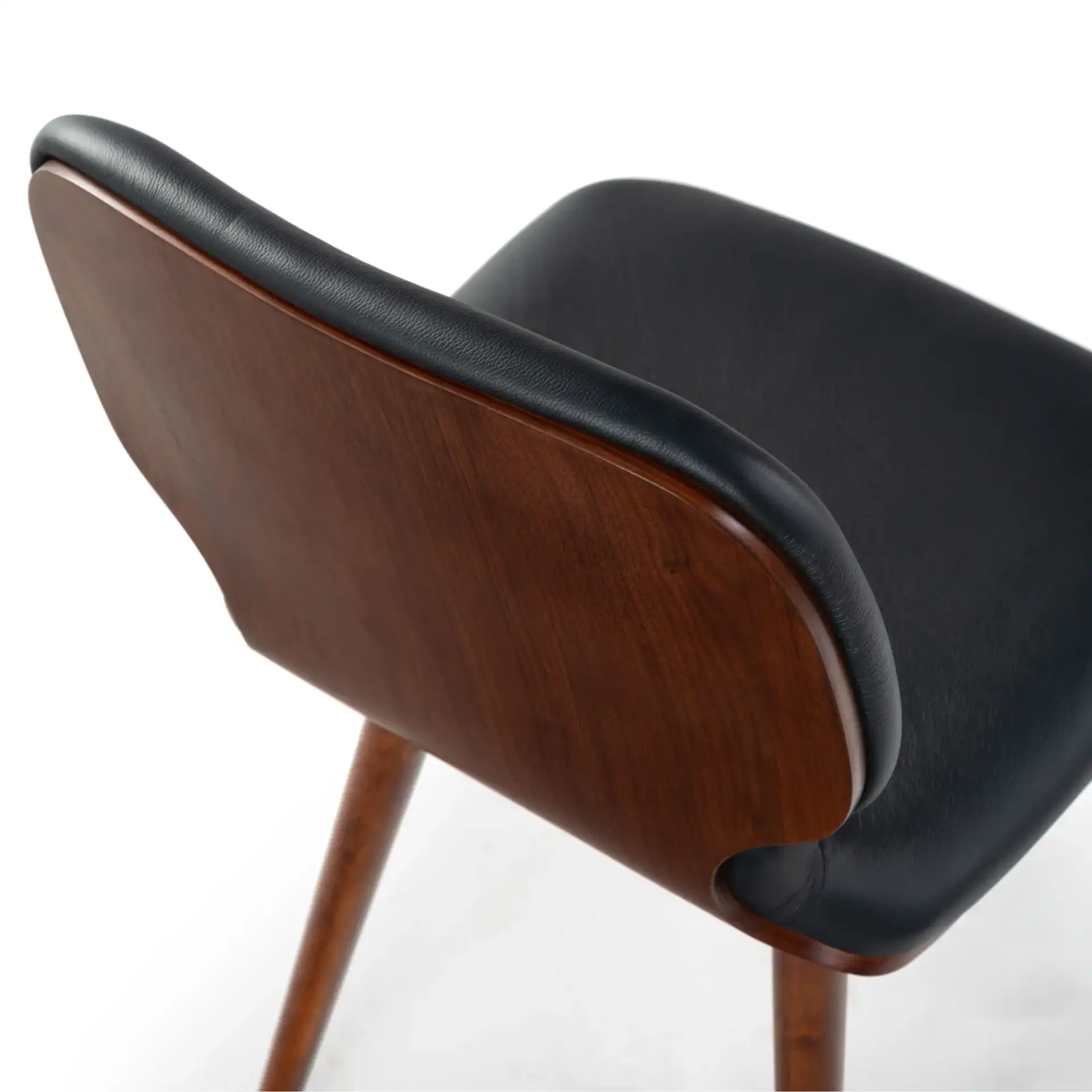 Tazmyn Dining Chair in Black / Walnut, detail view