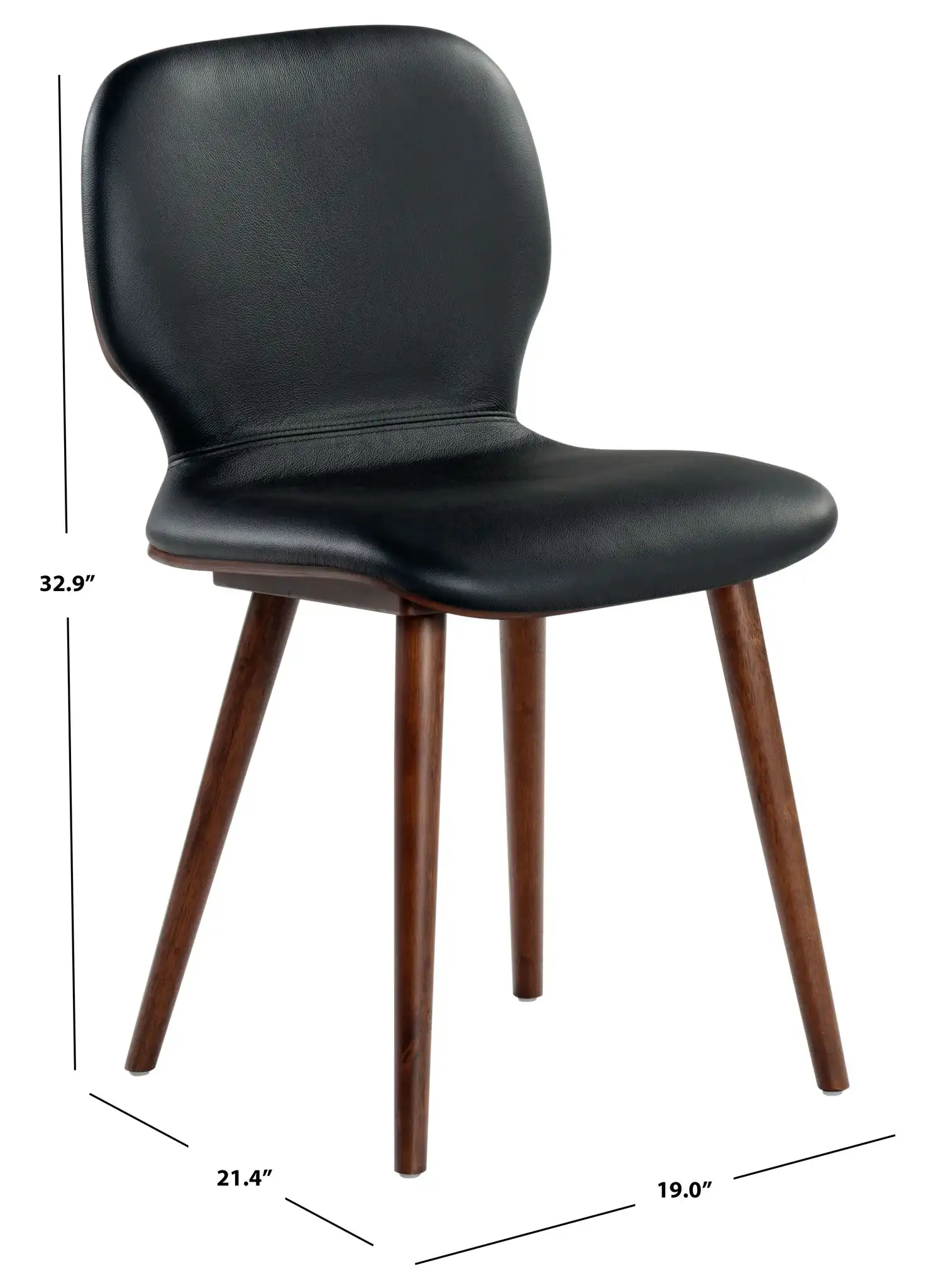 Tazmyn Dining Chair in Black / Walnut, detail view