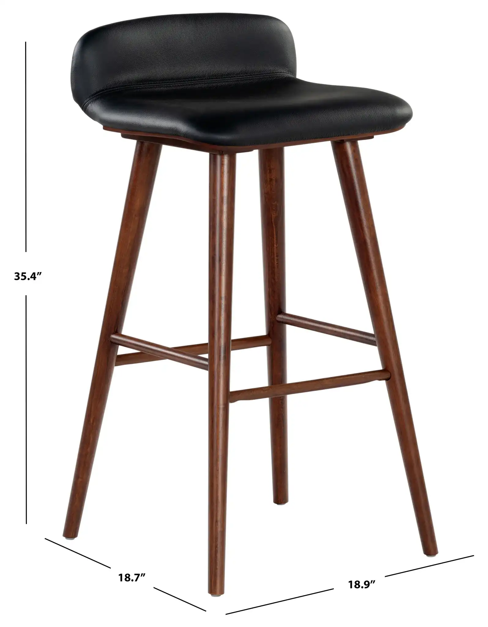 Tazmyn Barstool in Black / Walnut, detail view