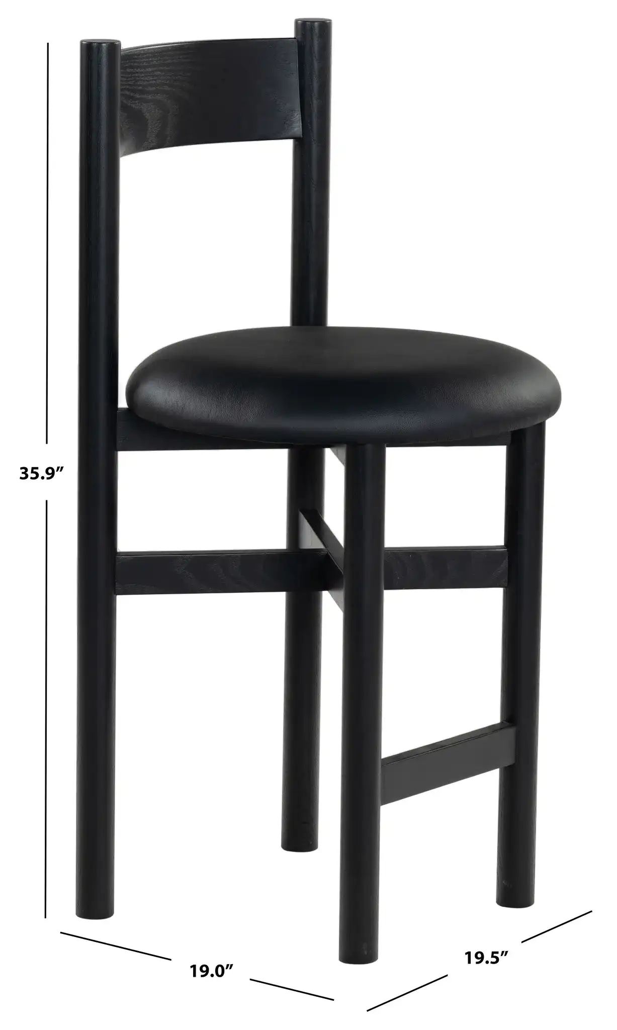 Tayla Counter Stool in Black, detail view