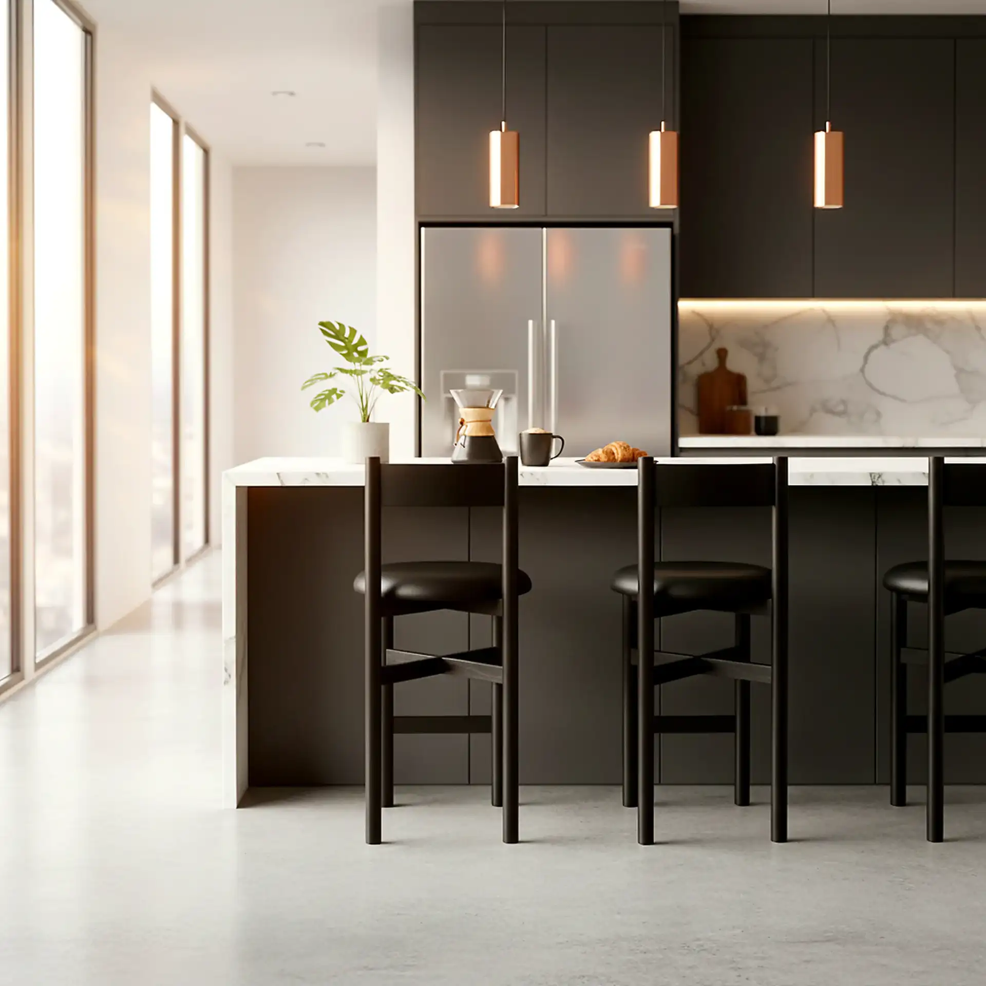 Tayla Counter Stool in Black in a styled room