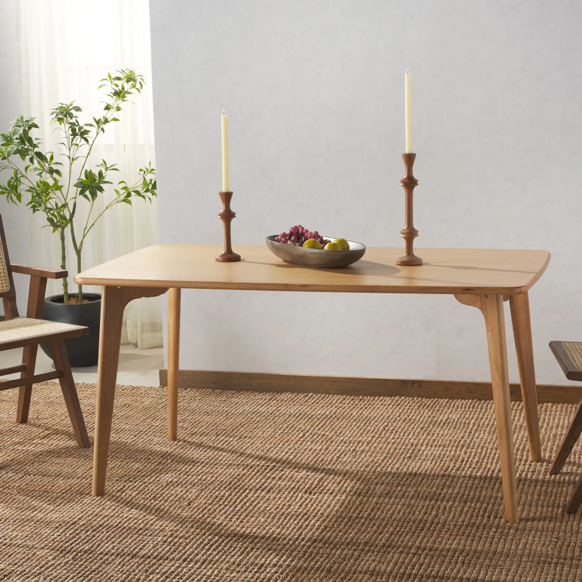 Calverton Wood Dining Table in Natural in a styled room