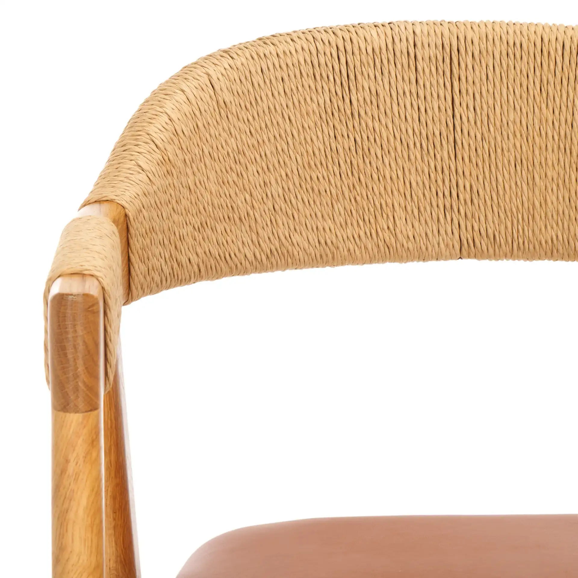 Eamon Leather Dining Chair in Natural / Brown in a styled room