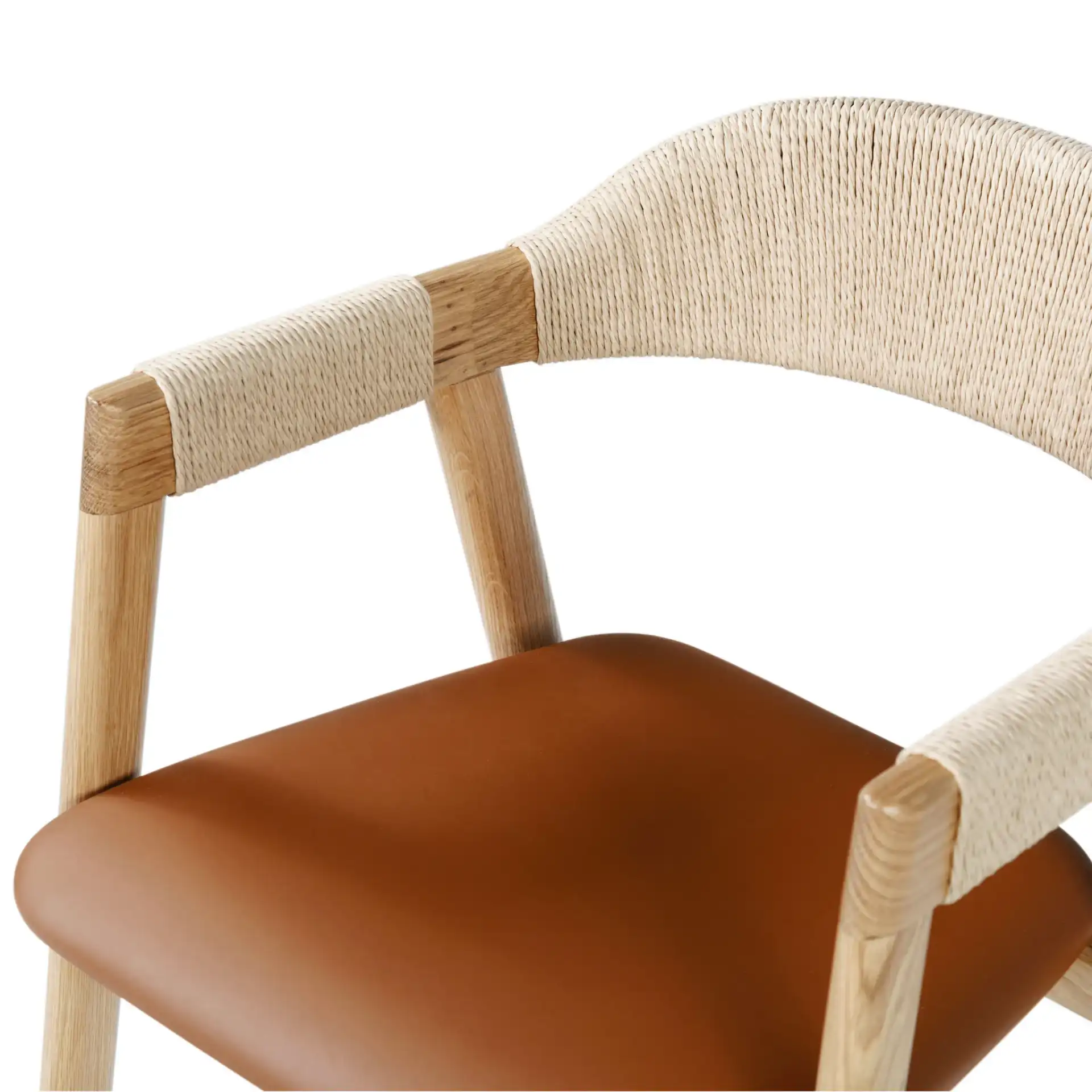 Eamon Leather Dining Chair in Natural / Brown in a styled room