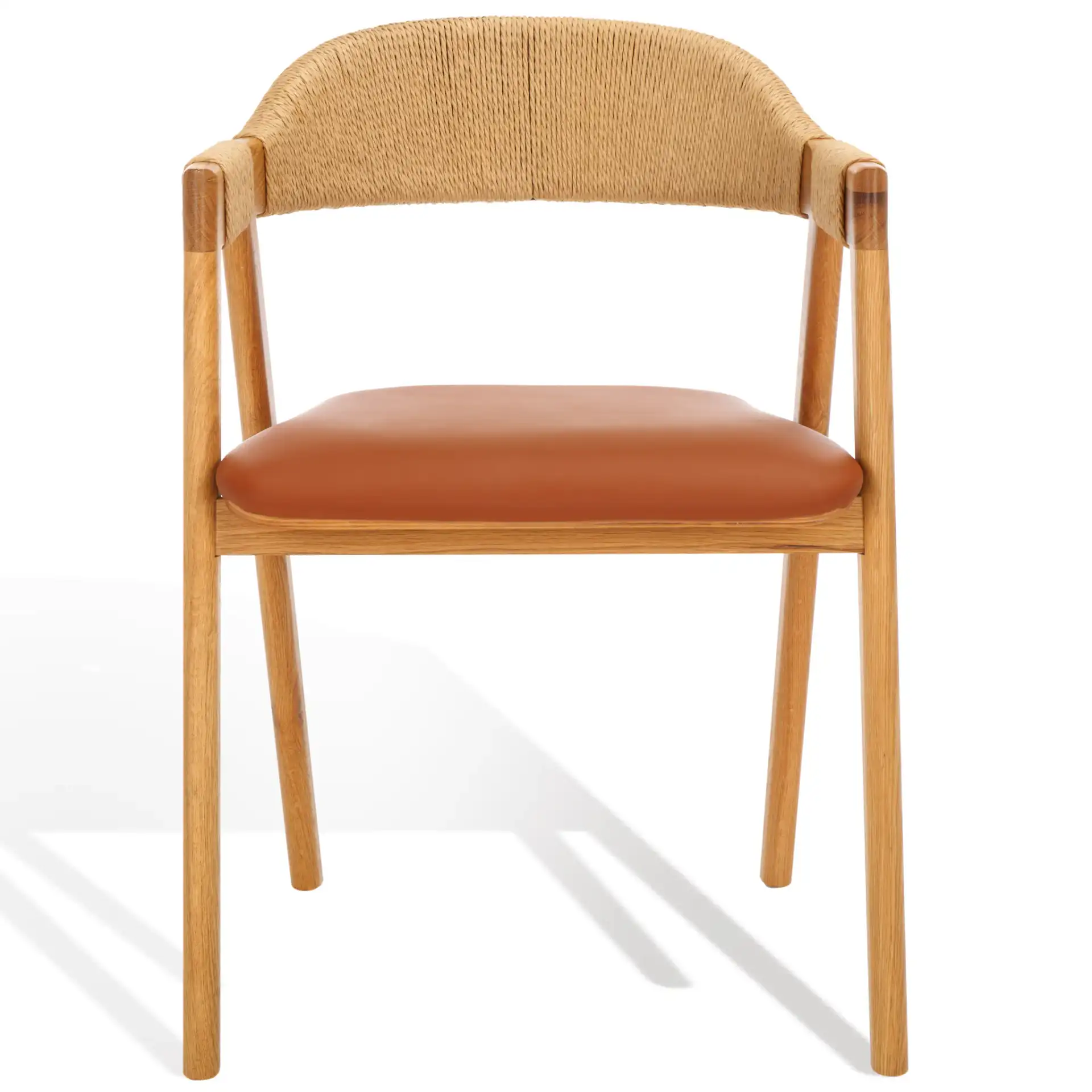 Eamon Leather Dining Chair in Natural / Brown, detail view