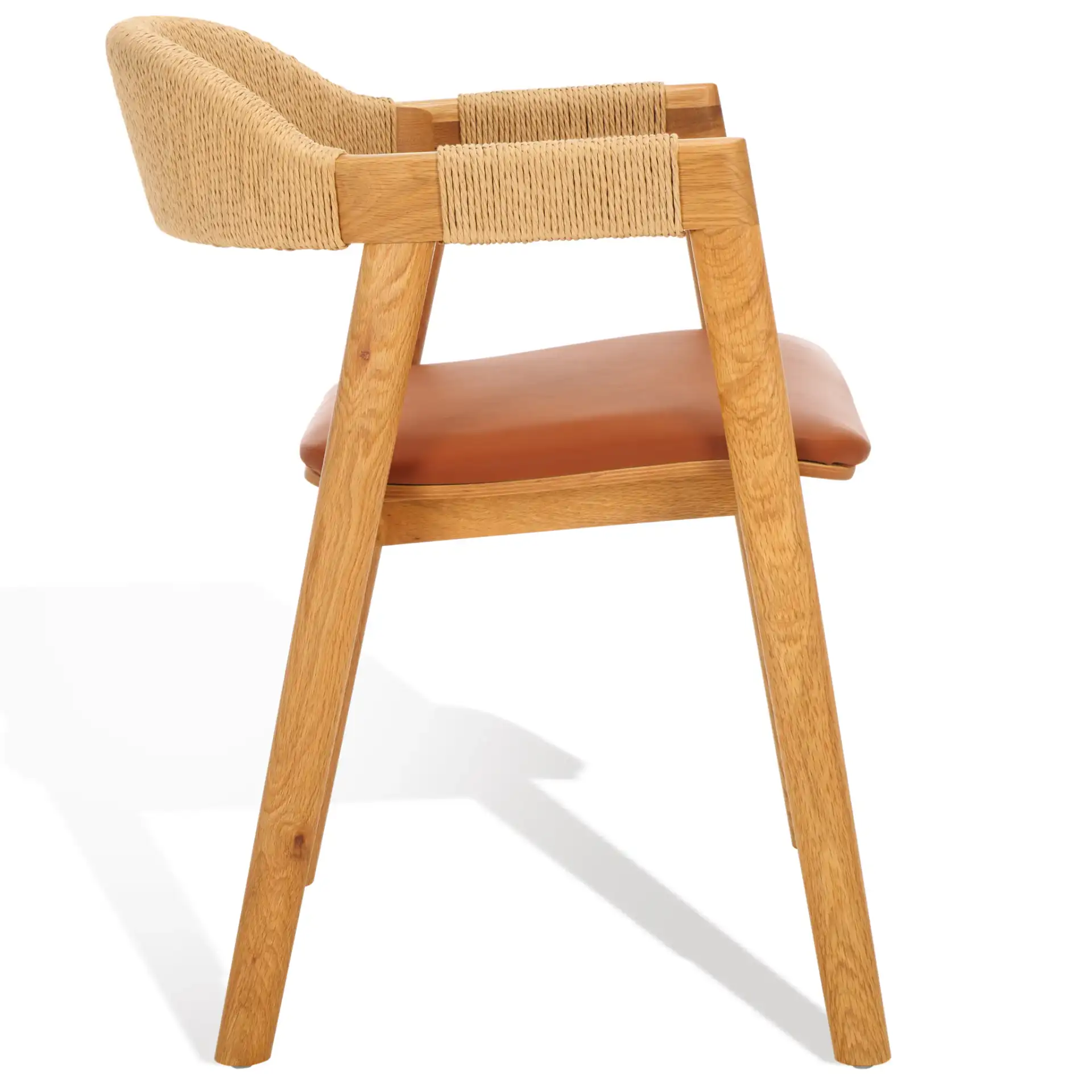 Eamon Leather Dining Chair in Natural / Brown, detail view