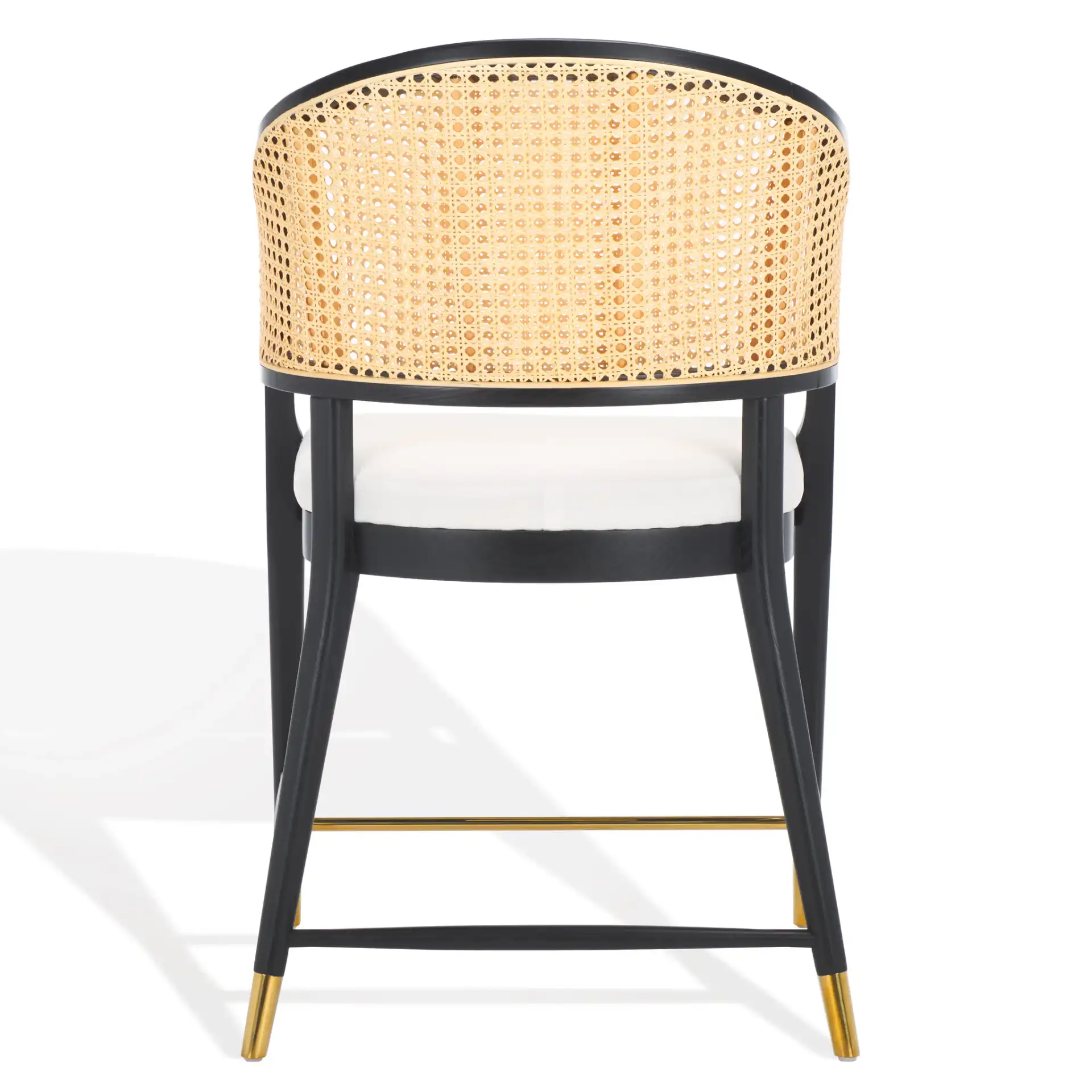 Rogue Rattan Counter Stool in Black / Natural, detail view