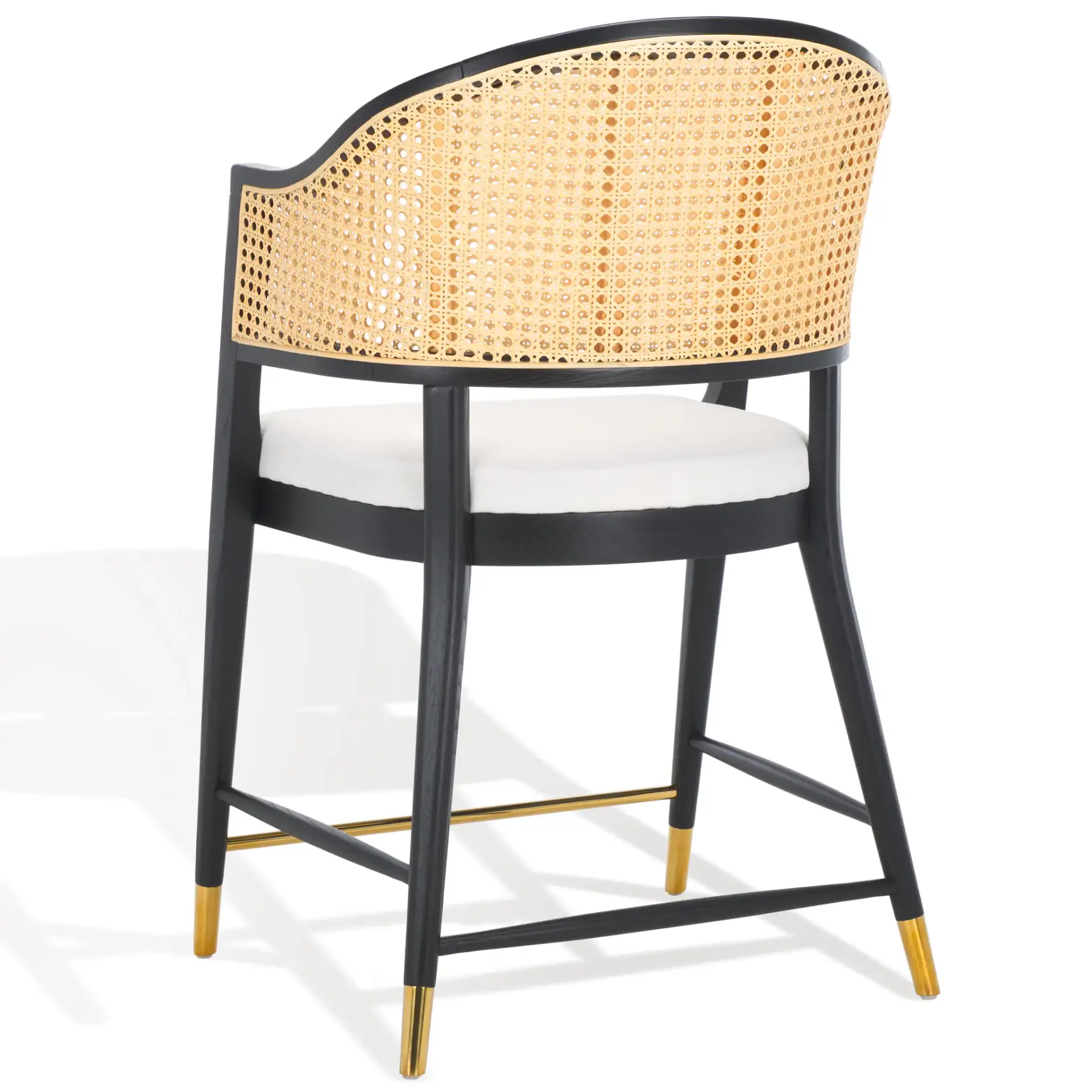 Rogue Rattan Counter Stool in Black / Natural, detail view