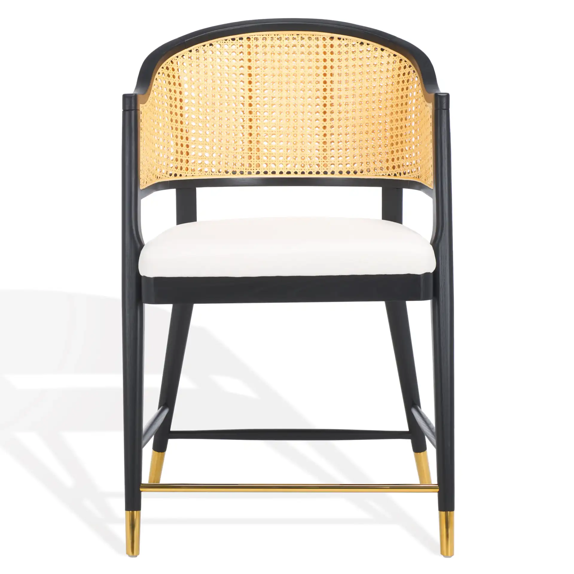 Rogue Rattan Counter Stool in Black / Natural, detail view
