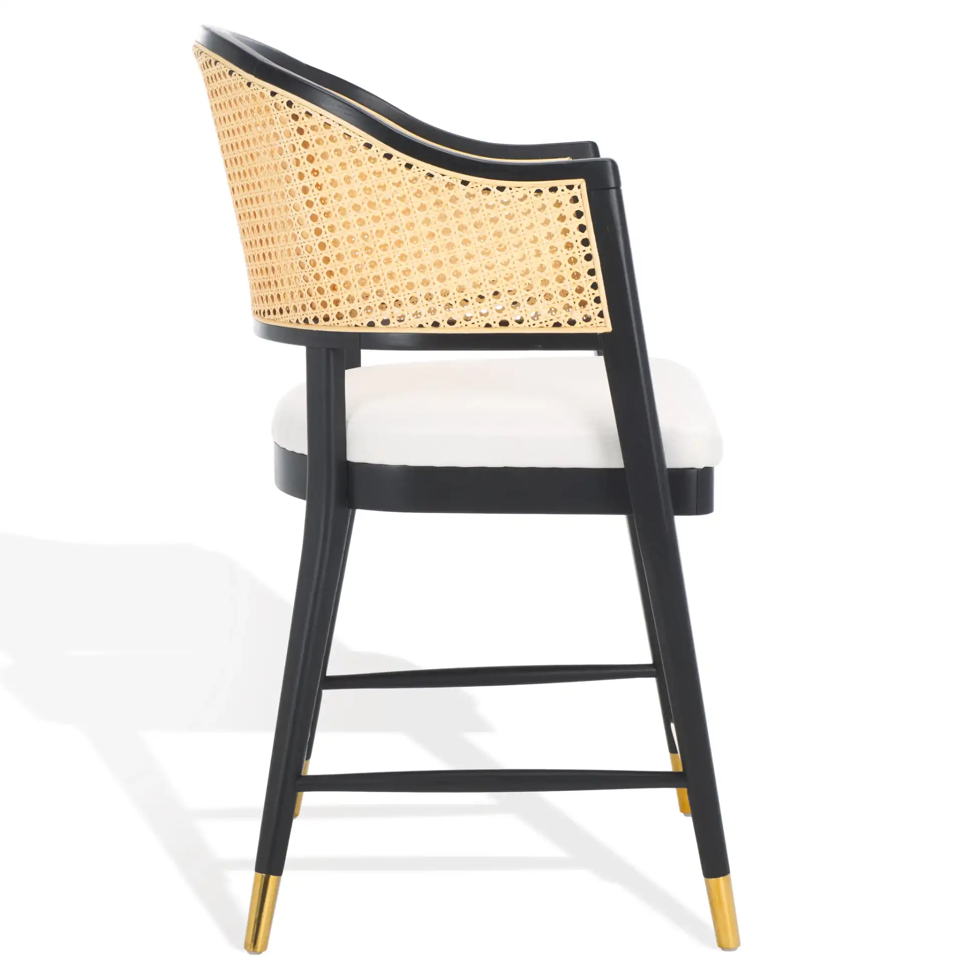 Rogue Rattan Counter Stool in Black / Natural, detail view