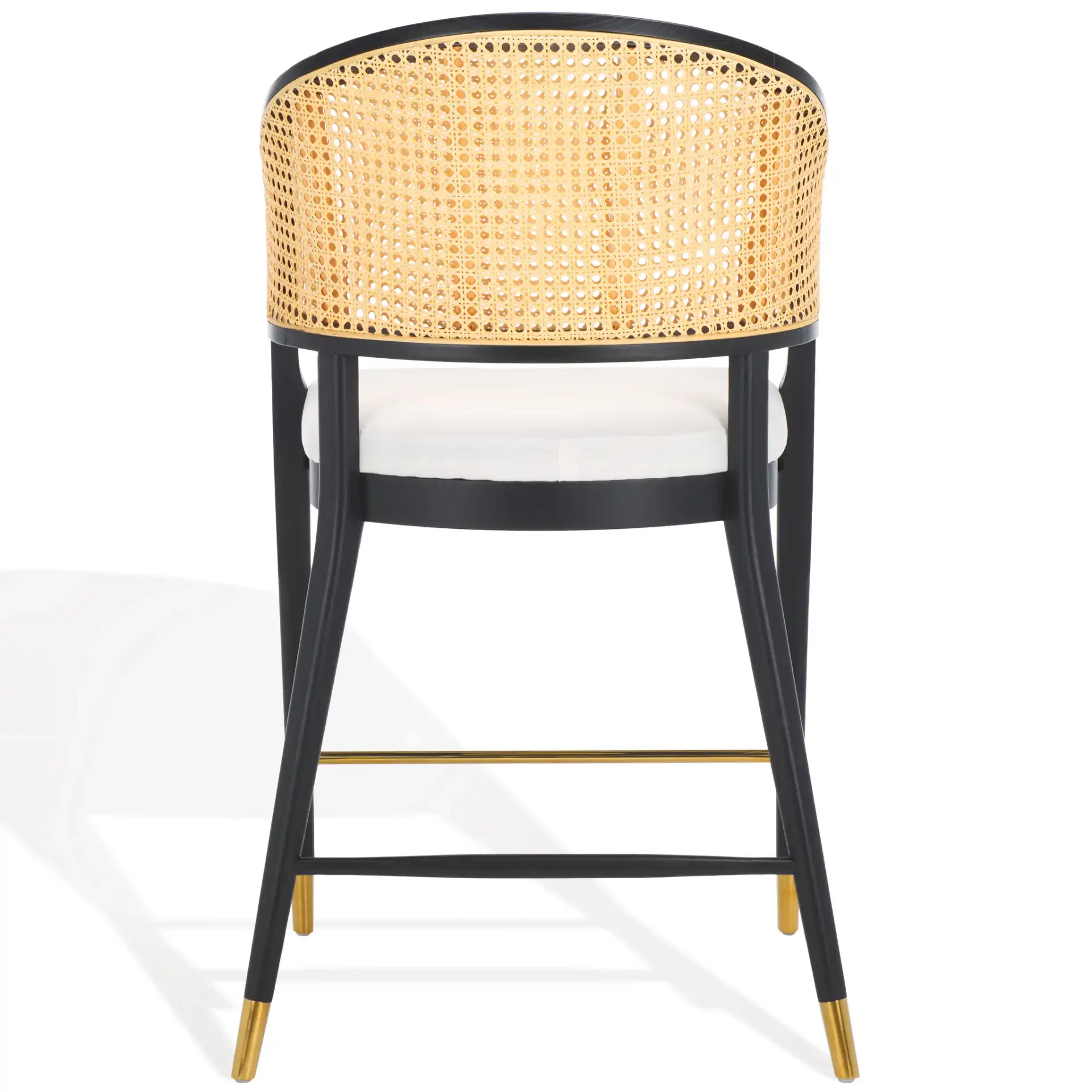 Rogue Rattan Barstool in Black / Natural, detail view