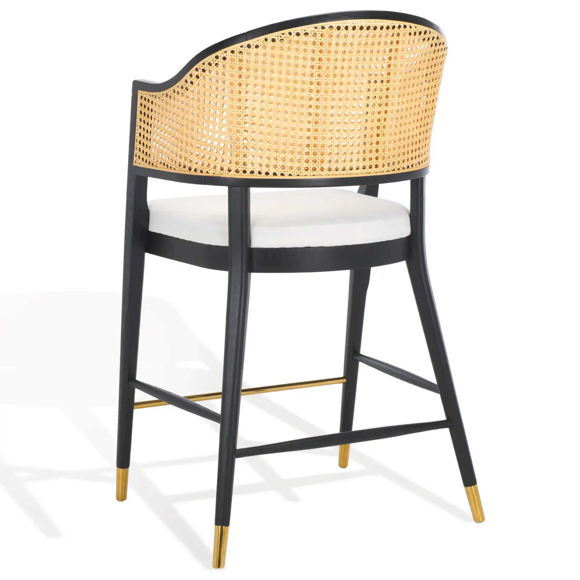 Rogue Rattan Barstool in Black / Natural, detail view