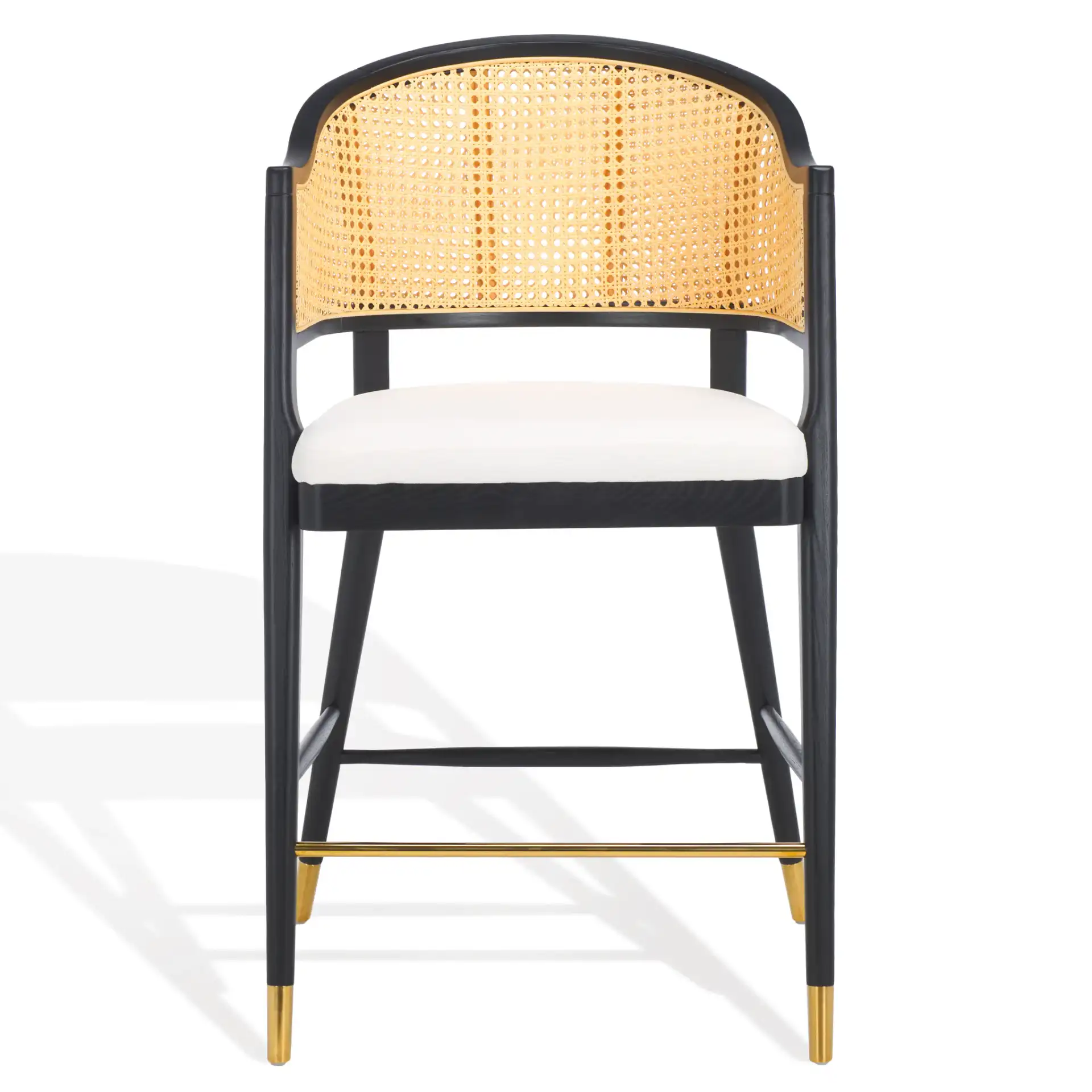 Rogue Rattan Barstool in Black / Natural, detail view