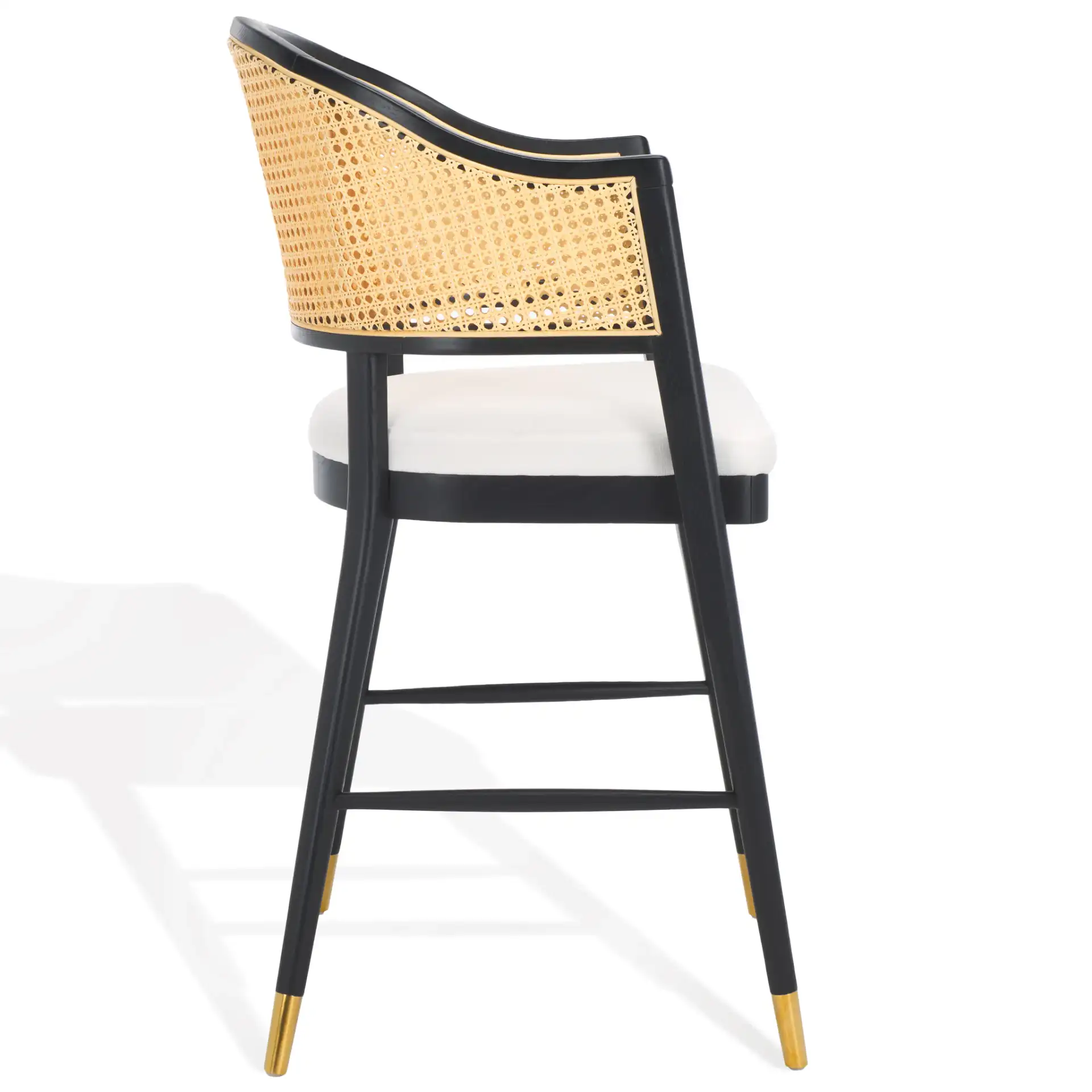 Rogue Rattan Barstool in Black / Natural, detail view