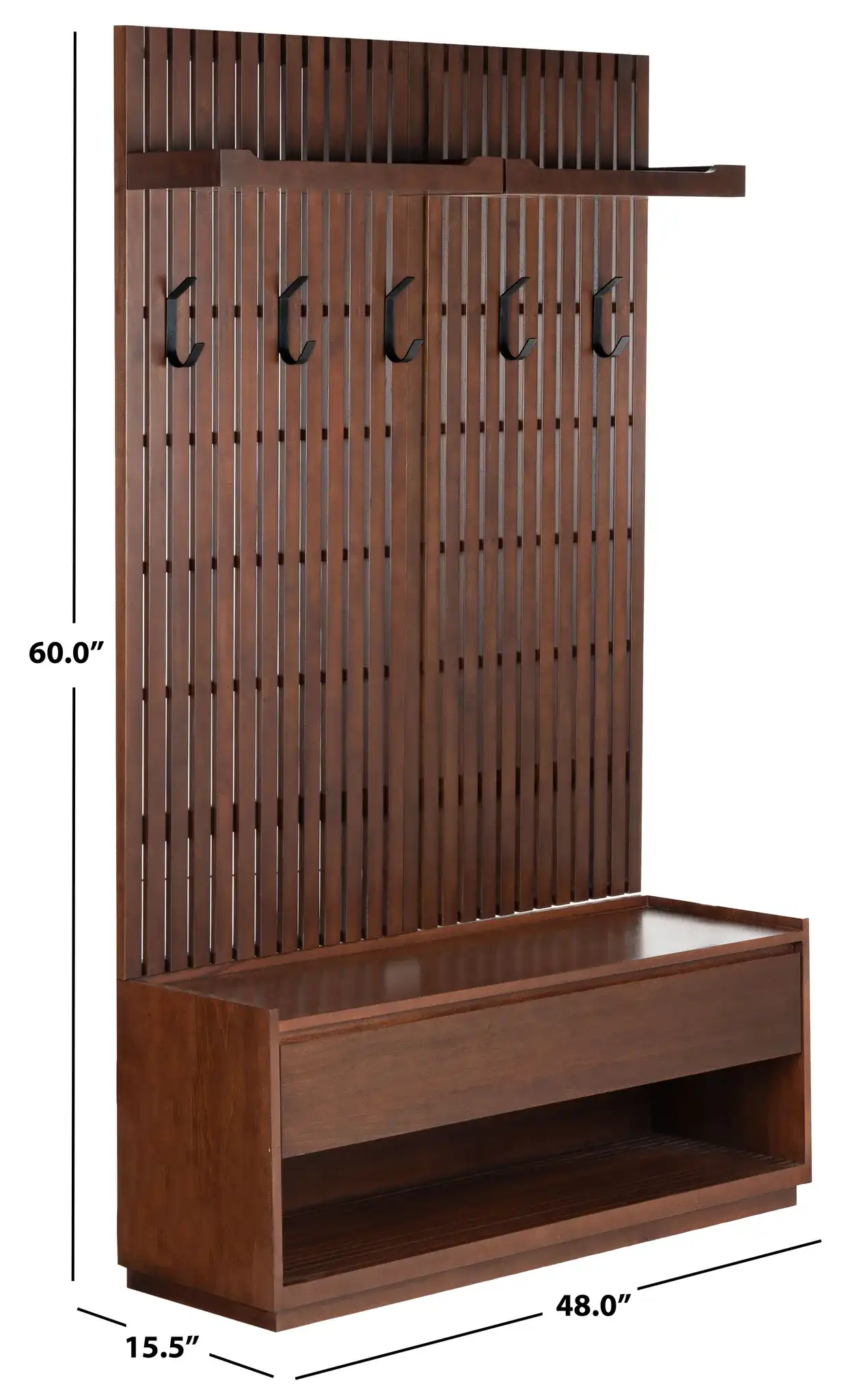 Petrabella Wood Hall Tree in Walnut / Black, detail view