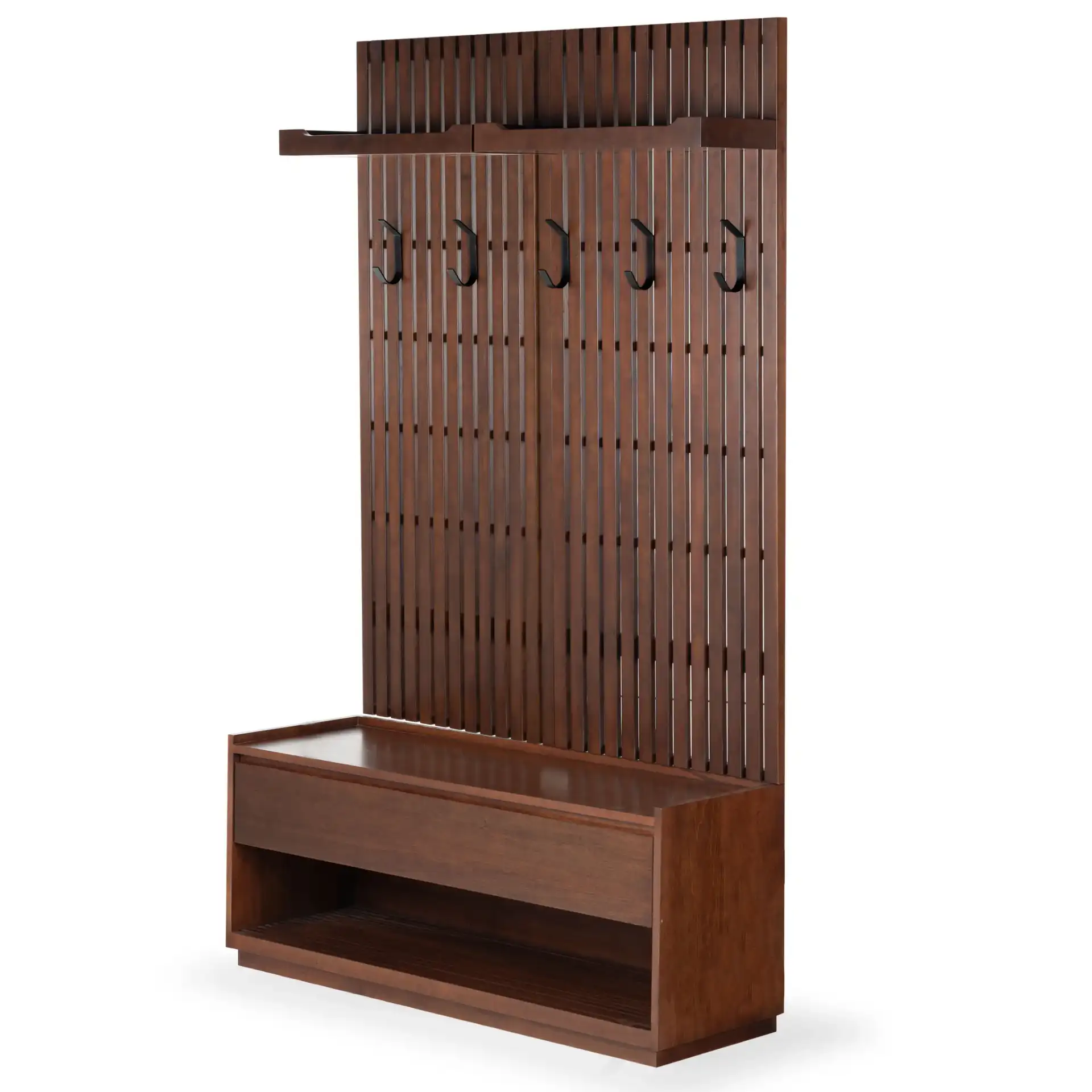 Petrabella Wood Hall Tree in Walnut / Black, detail view