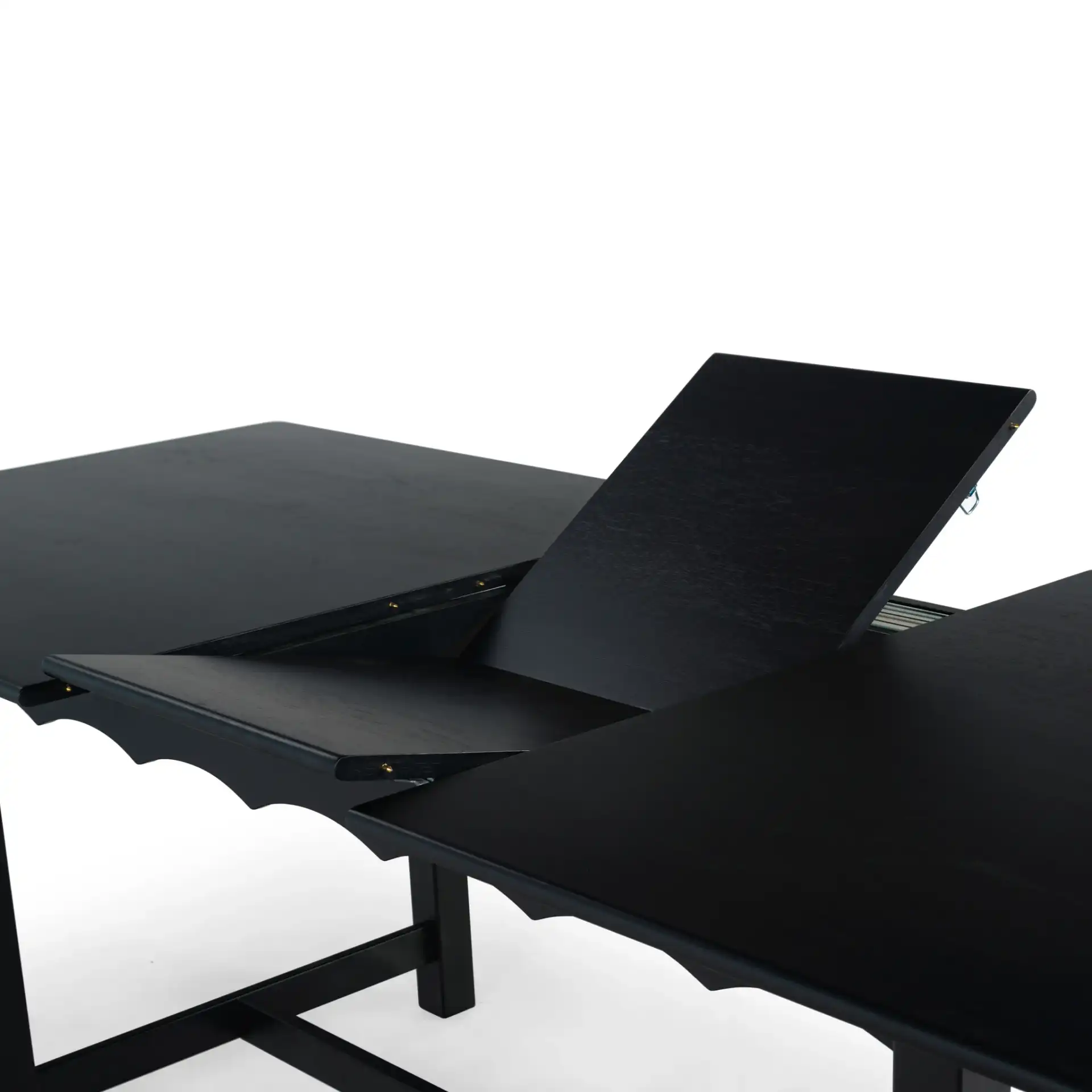 Rhylee Extendable Dining Table in Black in a styled room